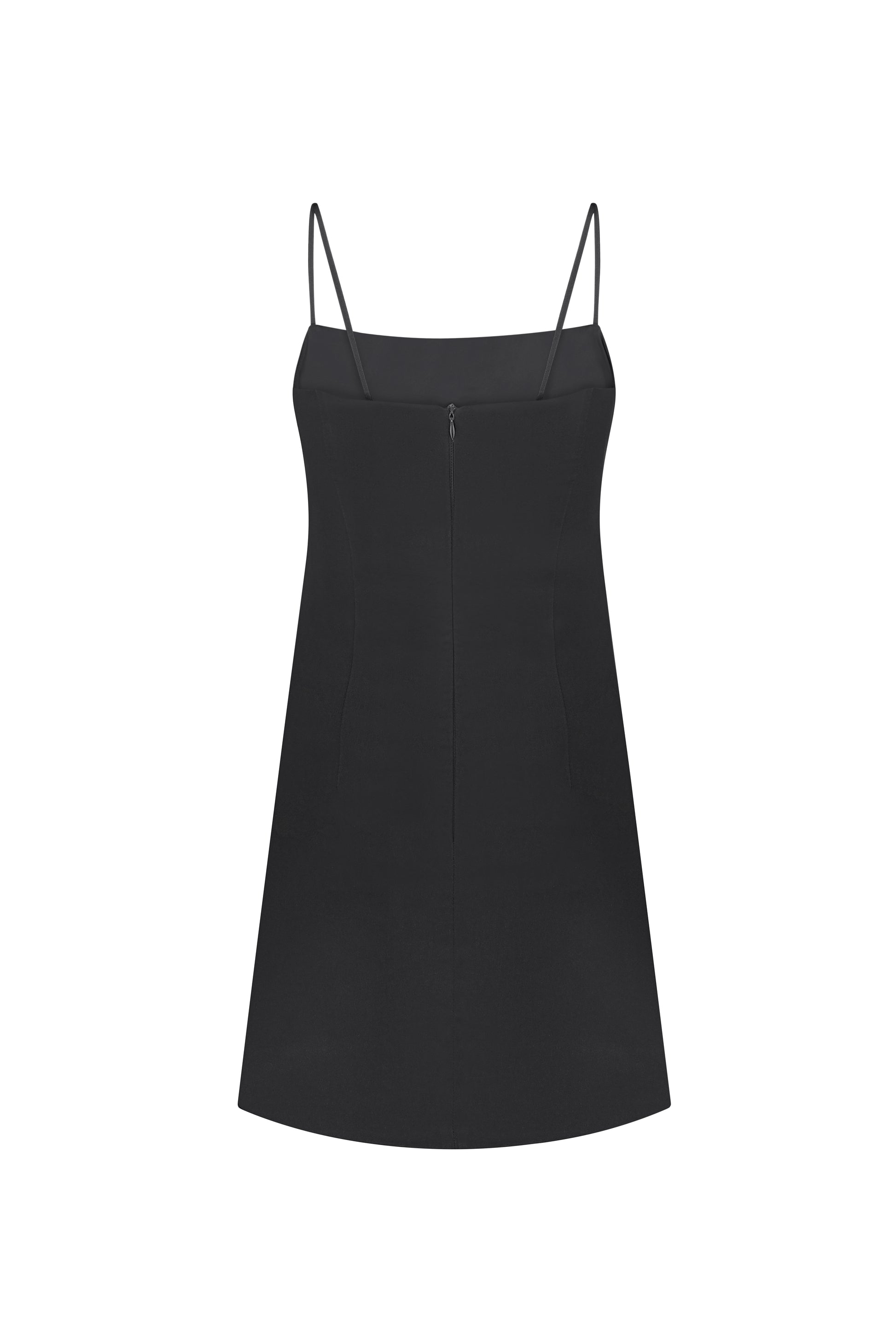 Slip dress with floral appliqué cape in black