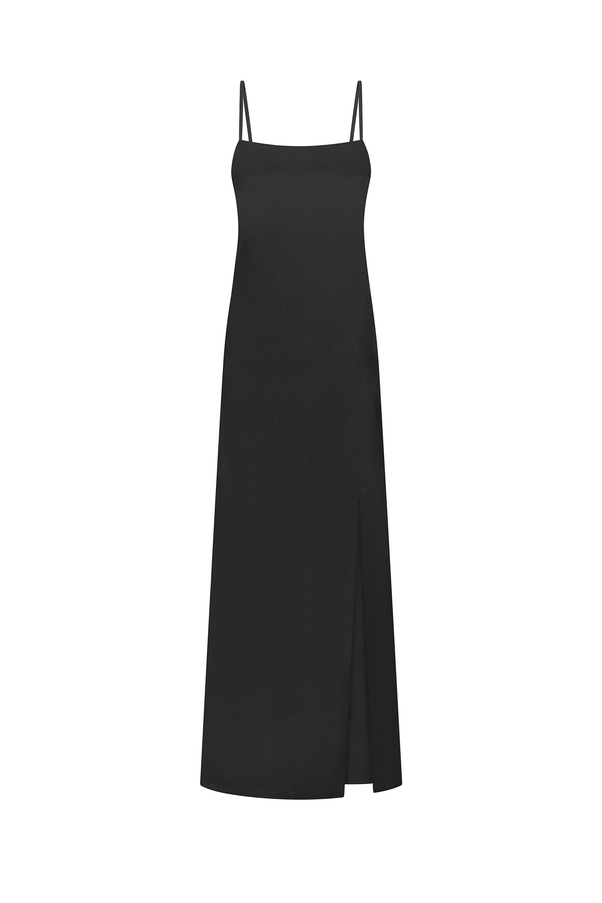 Slip dress with floral ruffle cape in black