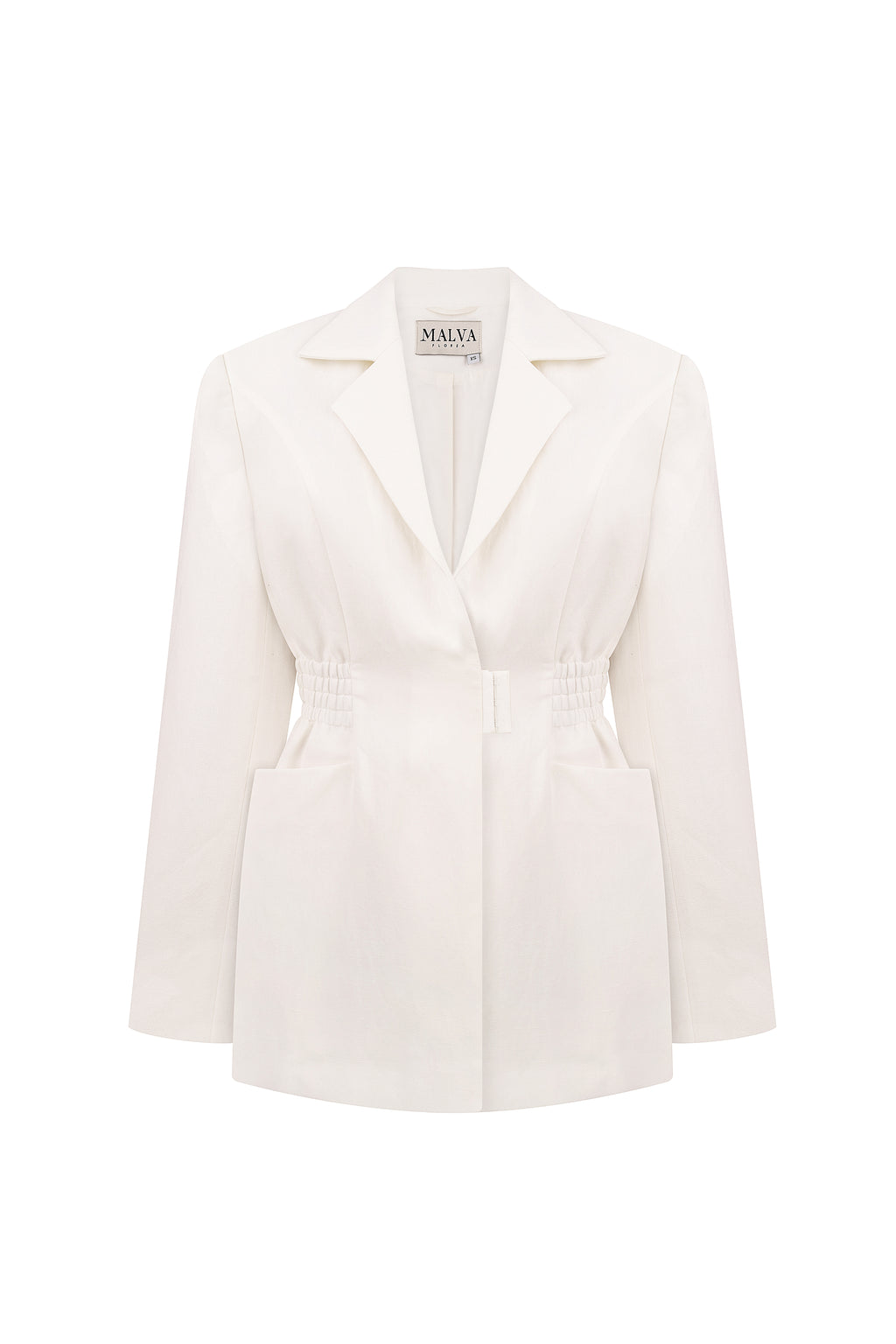 Structured linen-viscose jacket in ivory