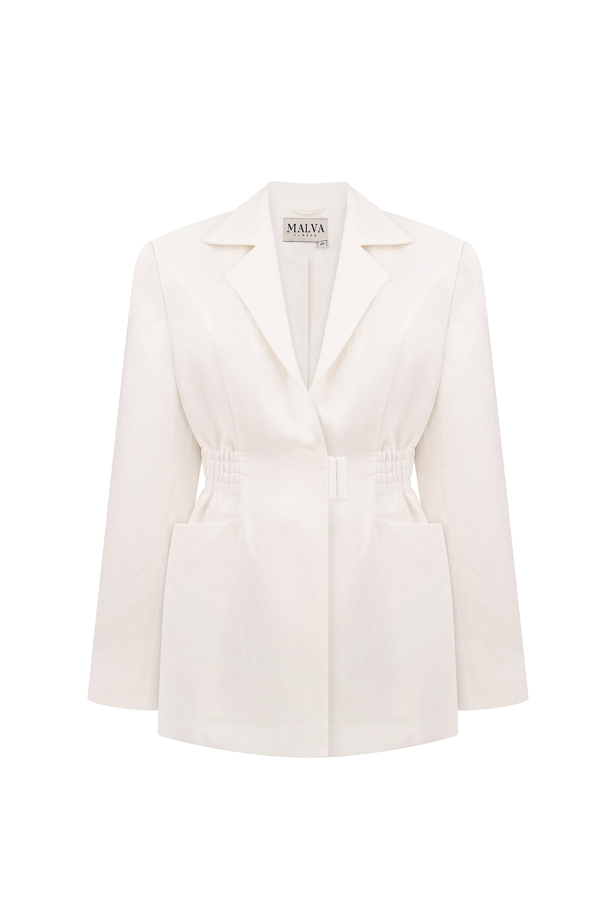 Structured linen-viscose jacket in ivory