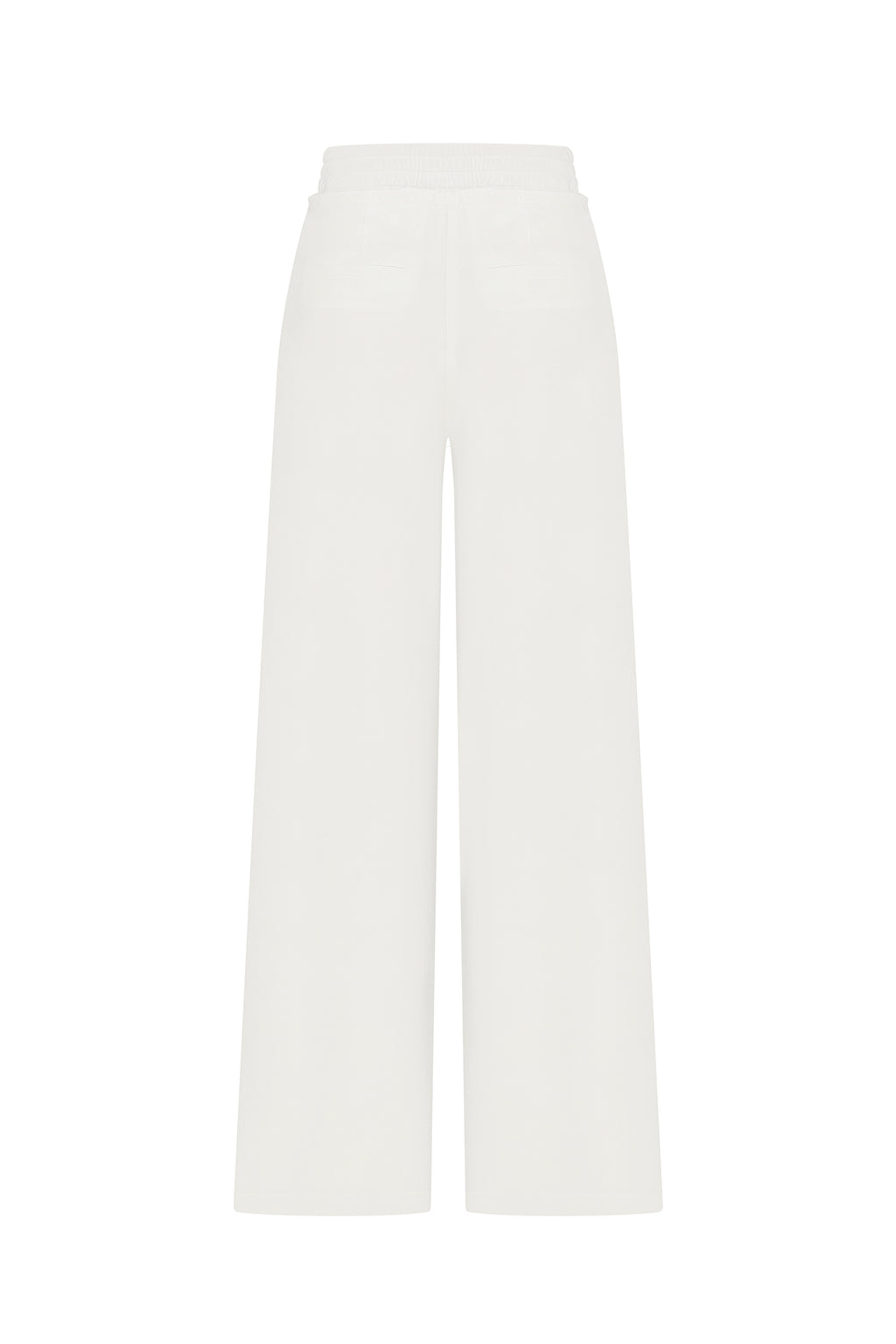 Wide-leg linen-viscose trousers in ivory