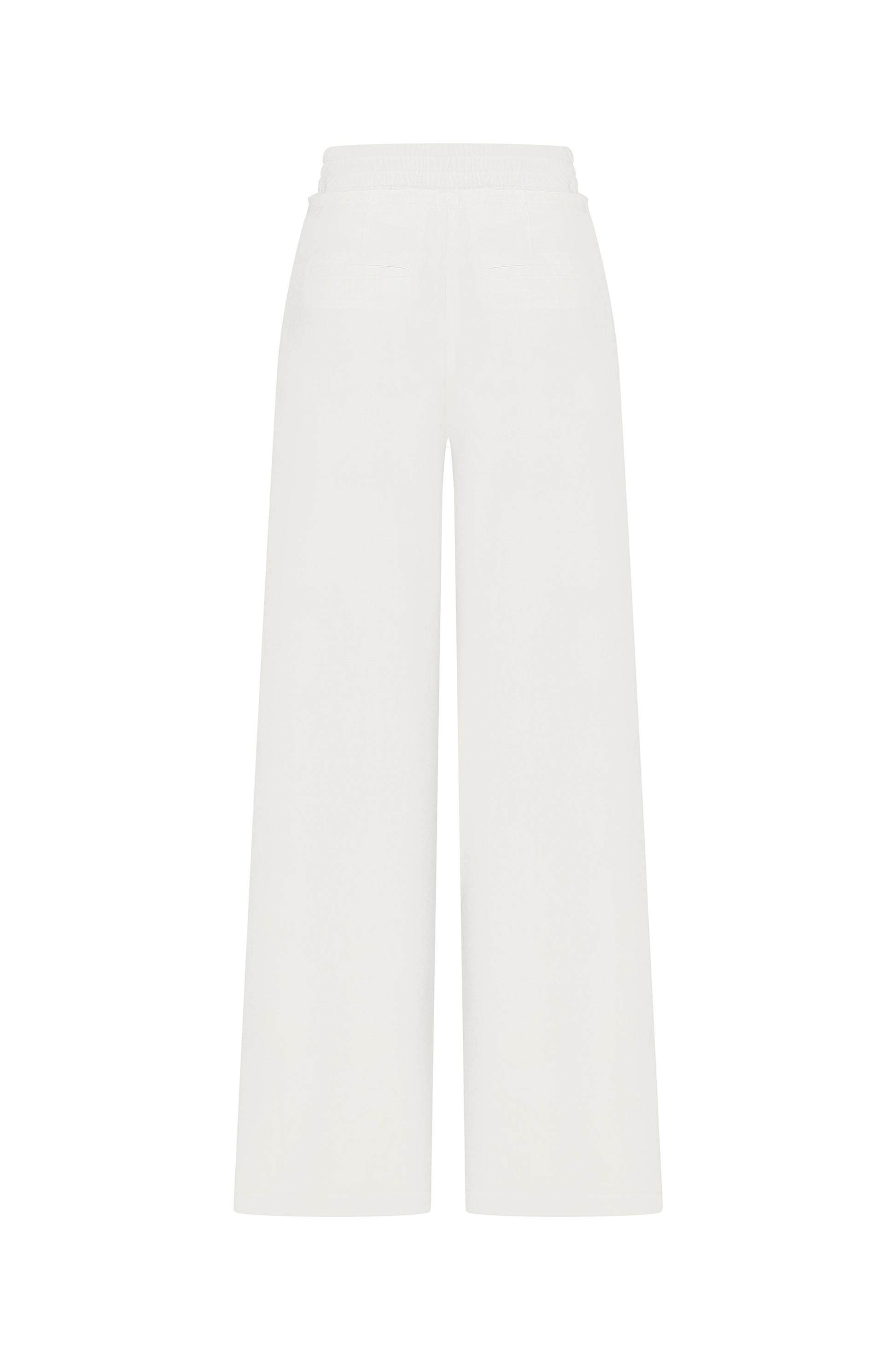 Wide-leg linen-viscose trousers in ivory