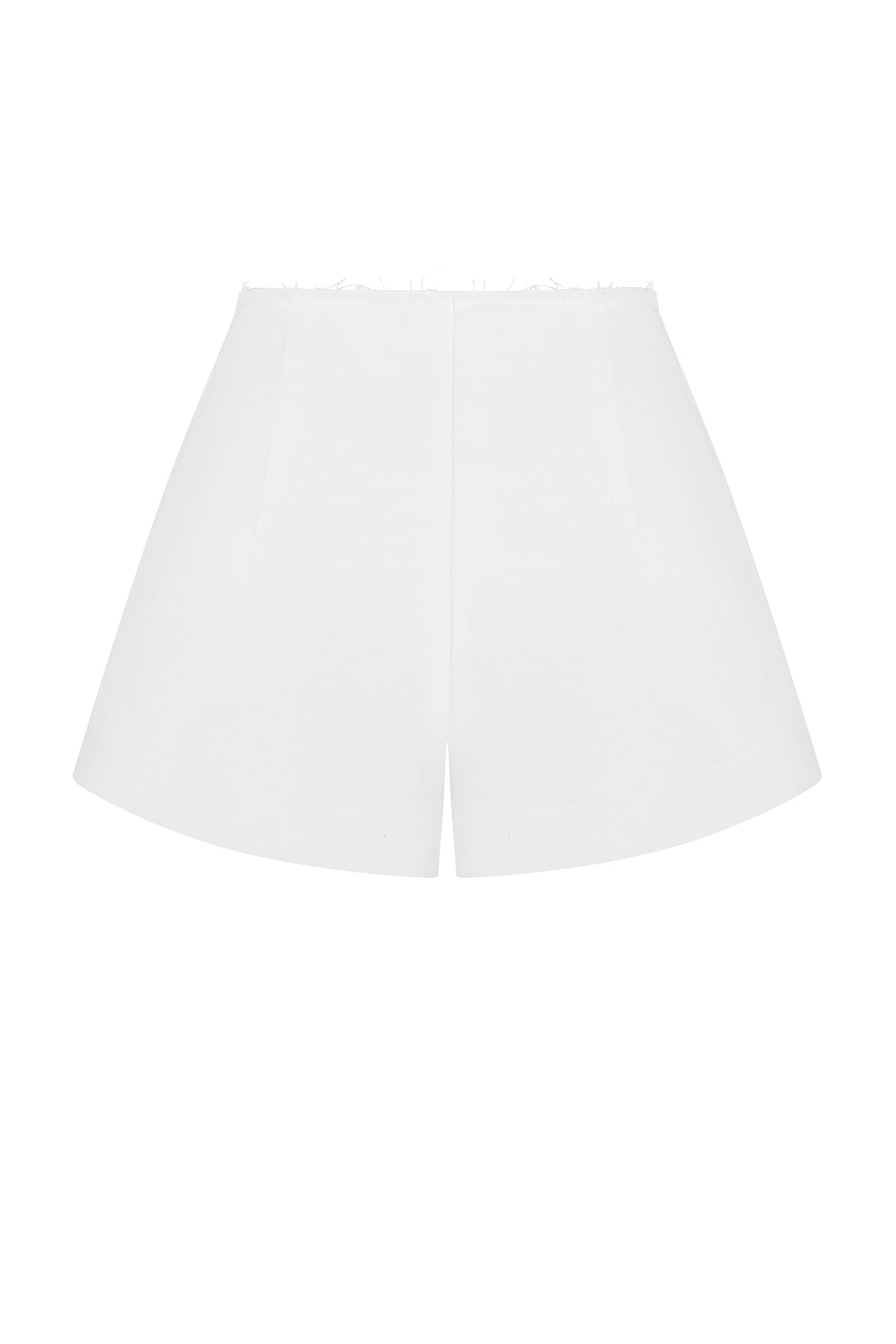 Tailored linen-viscose mini shorts in ivory