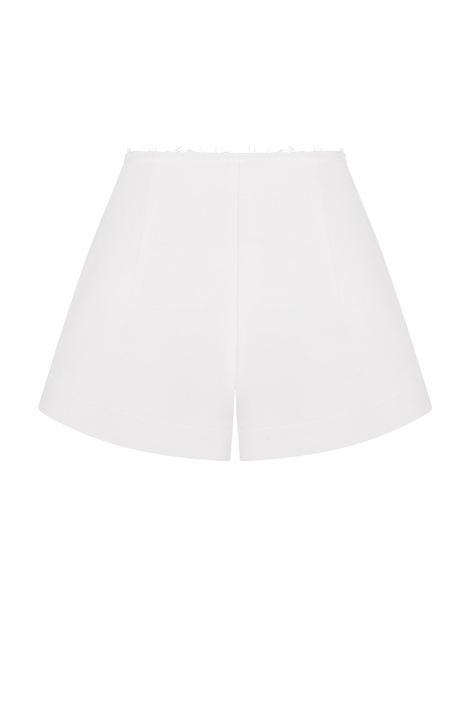 Tailored linen-viscose mini shorts in ivory