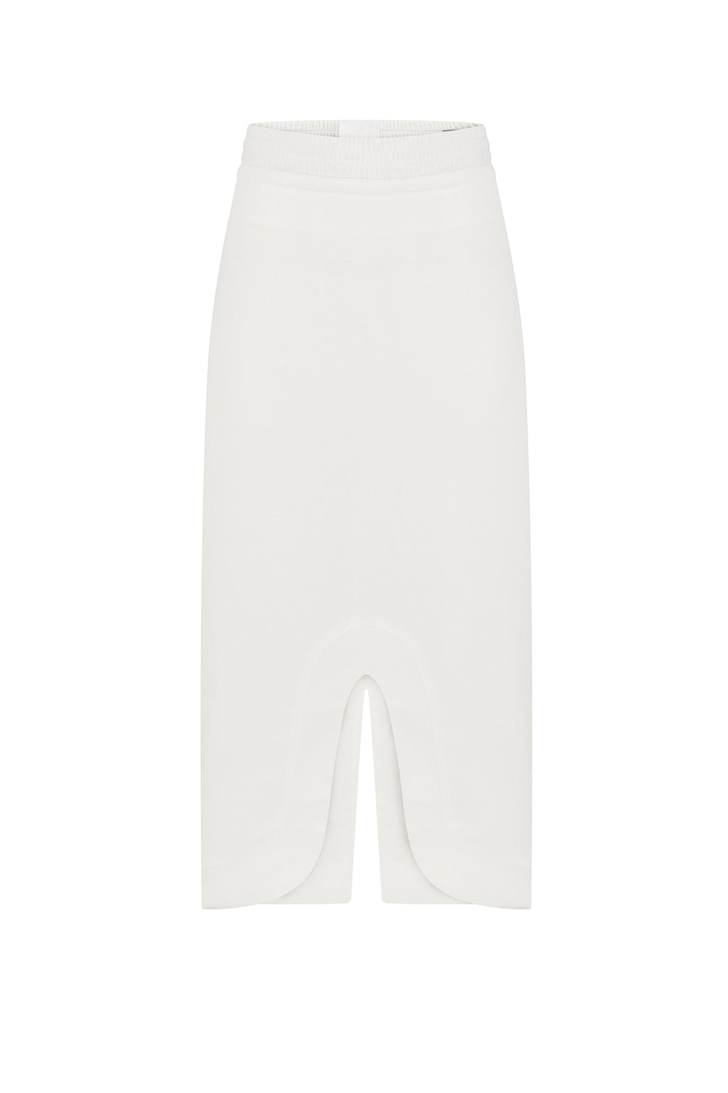 Clean-line front-slit midi skirt in ivory