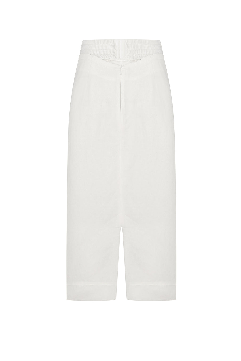 Clean-line front-slit midi skirt in ivory