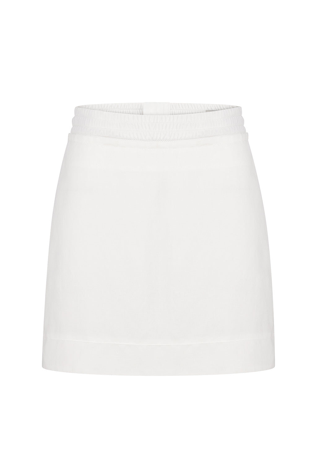 Tailored linen-viscose mini skirt in ivory