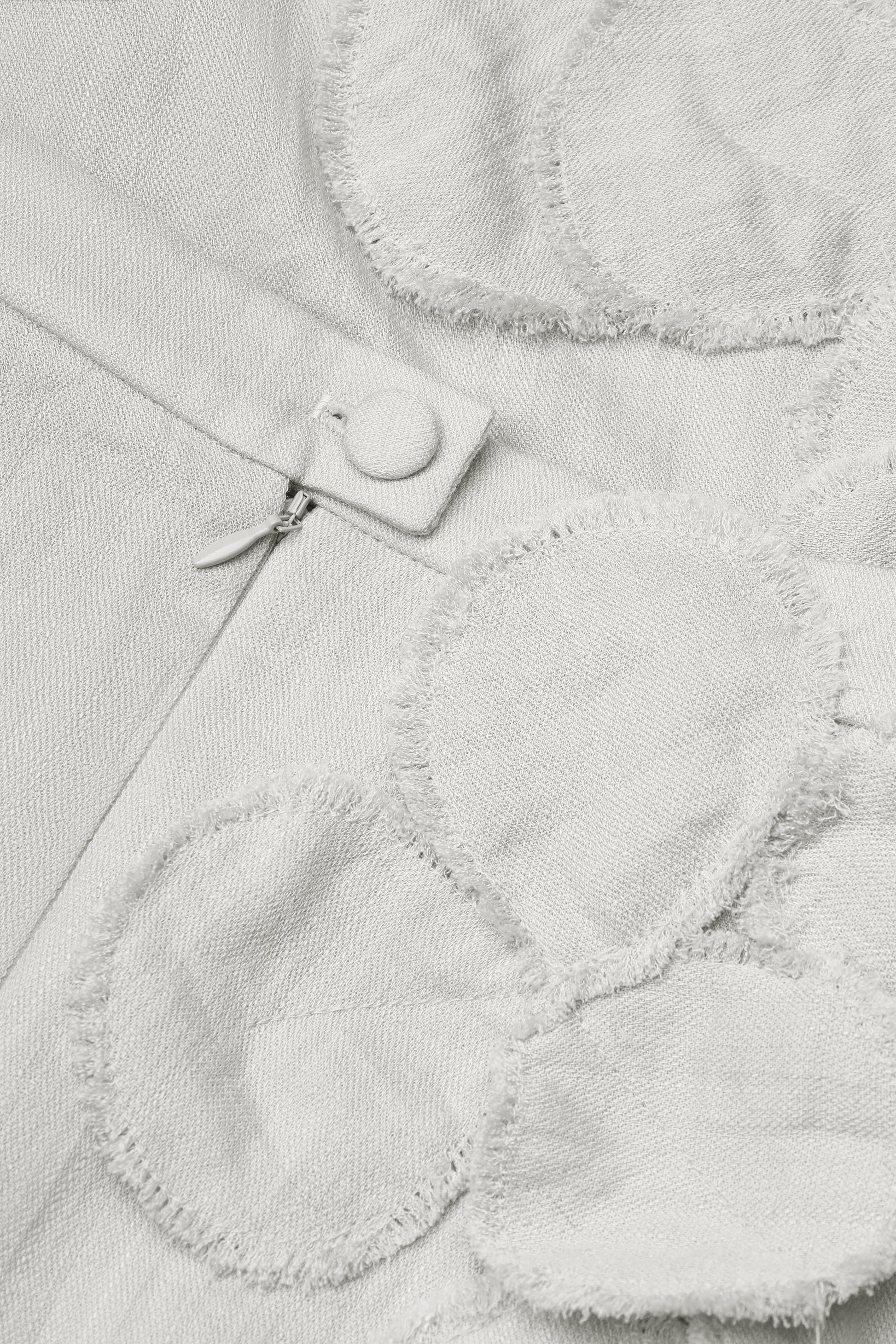 Sculptural petal-appliqué midi skirt in gray