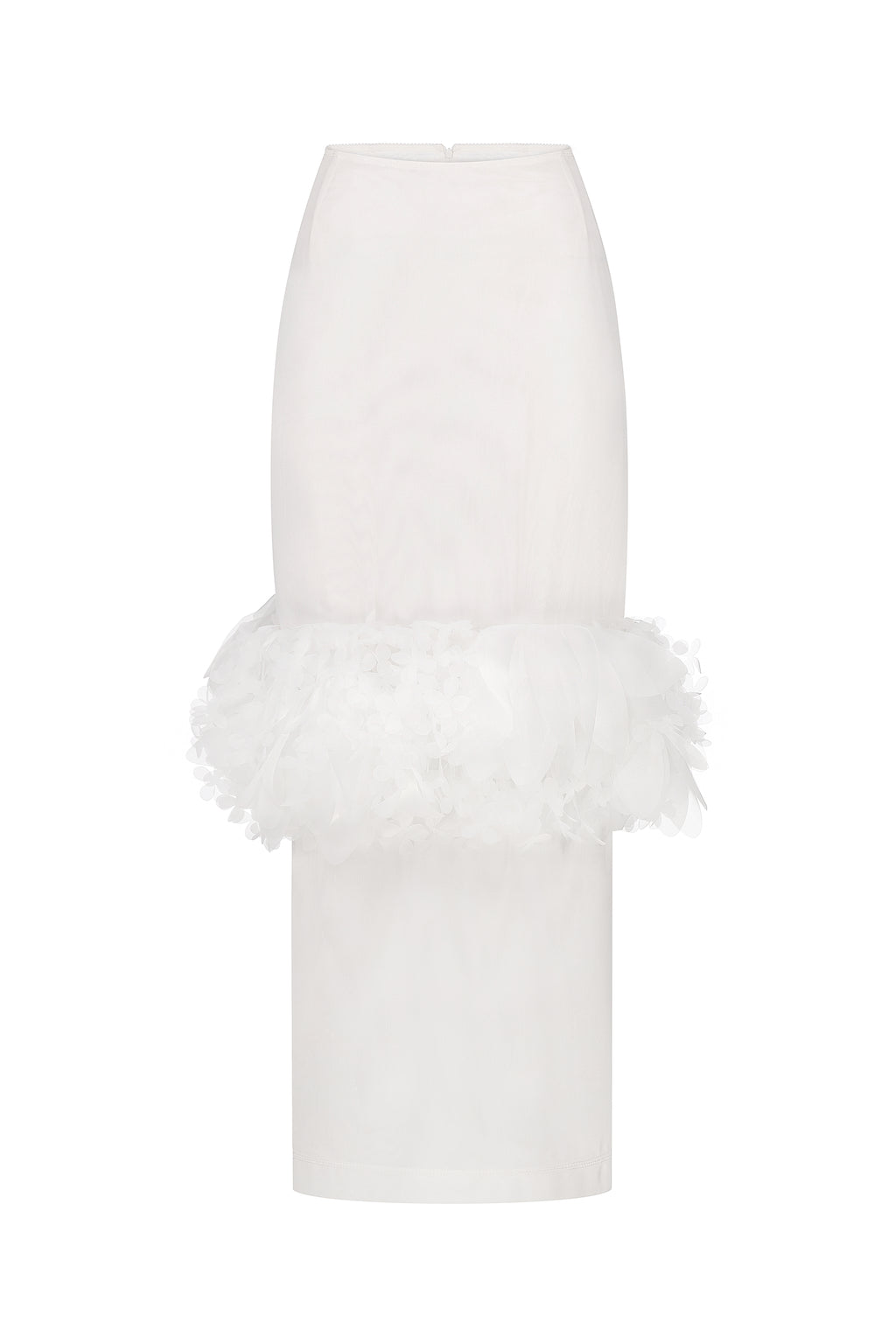 3D floral-basque maxi skirt in ivory