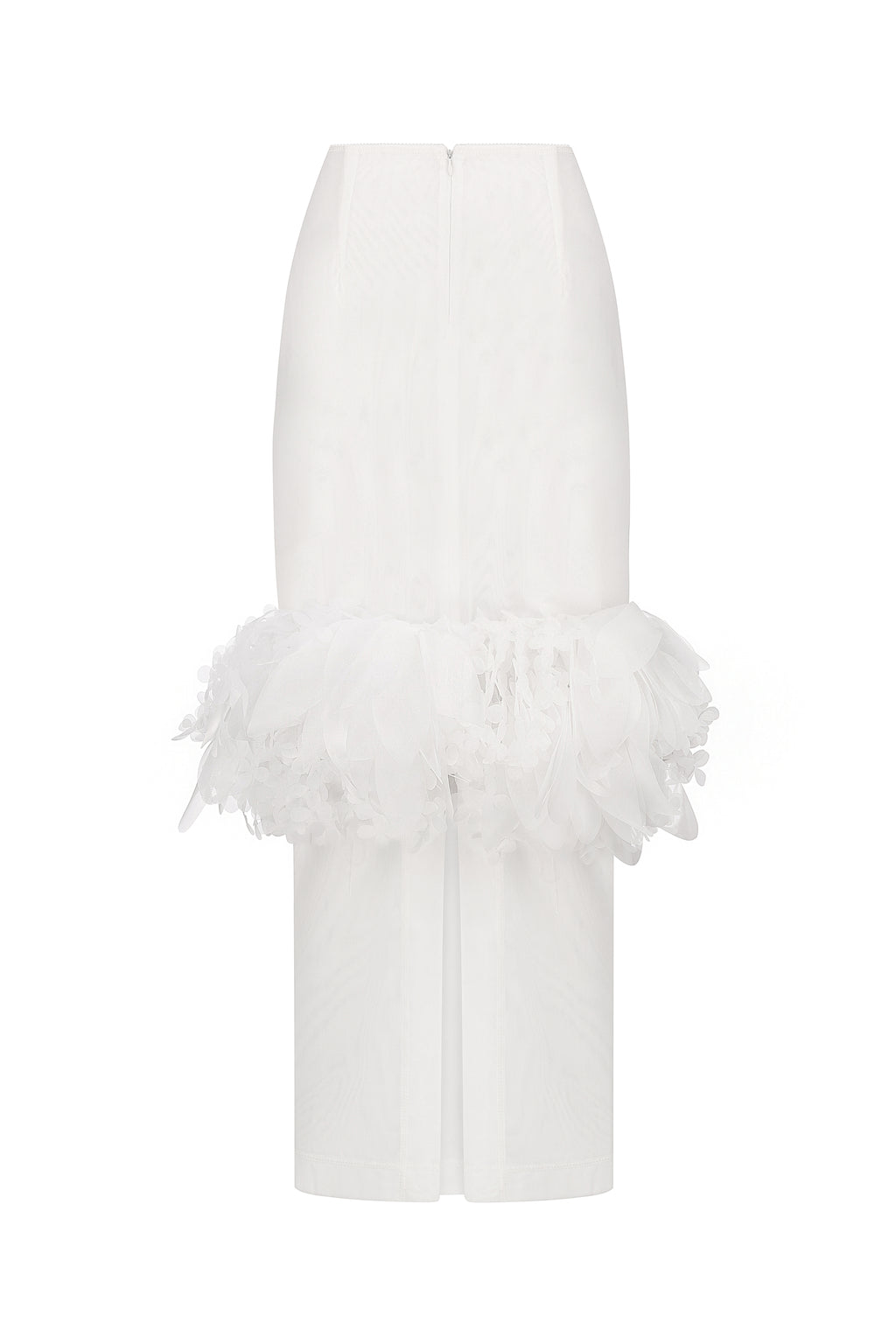 3D floral-basque maxi skirt in ivory