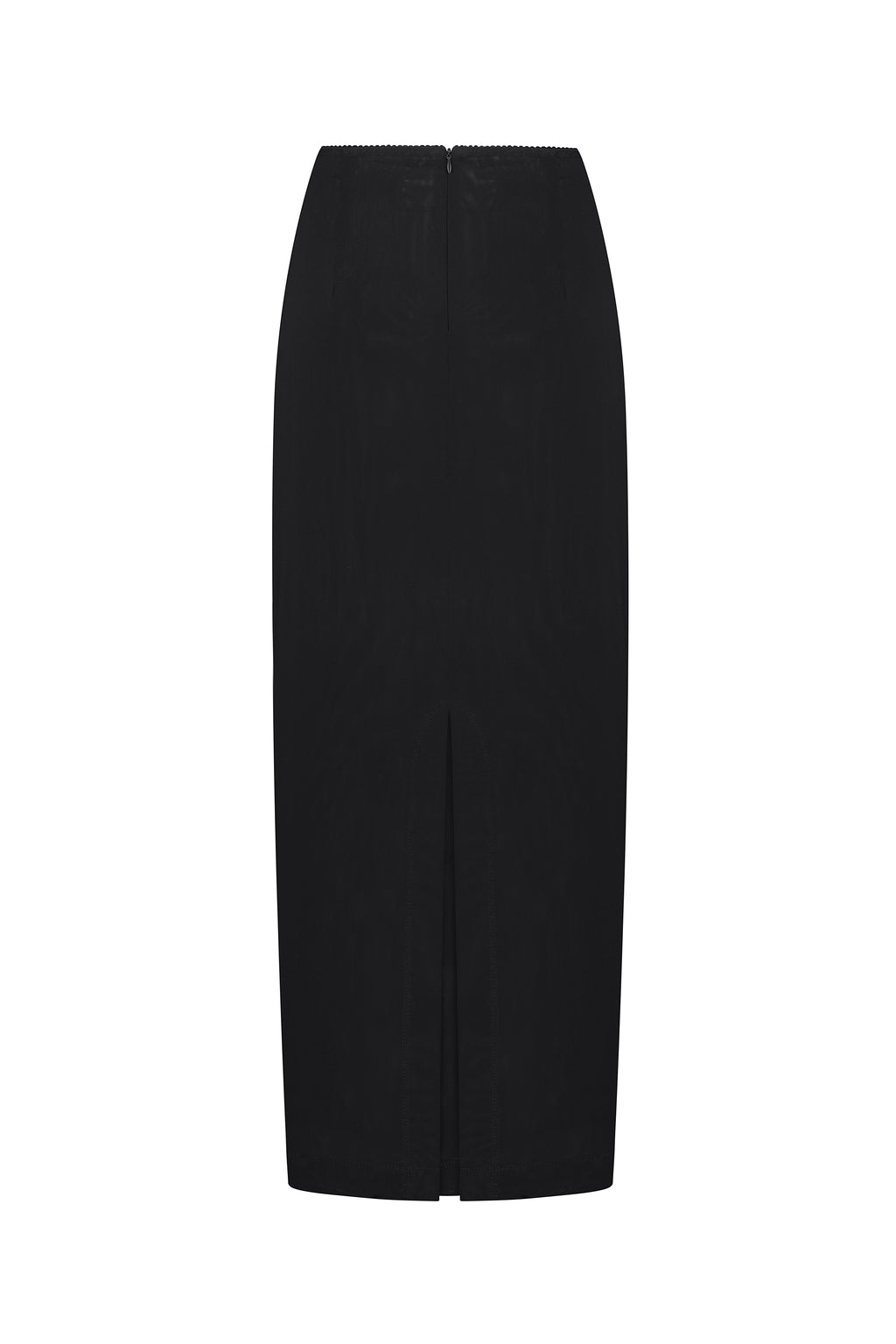 Fitted maxi skirt with removable floral basque in black