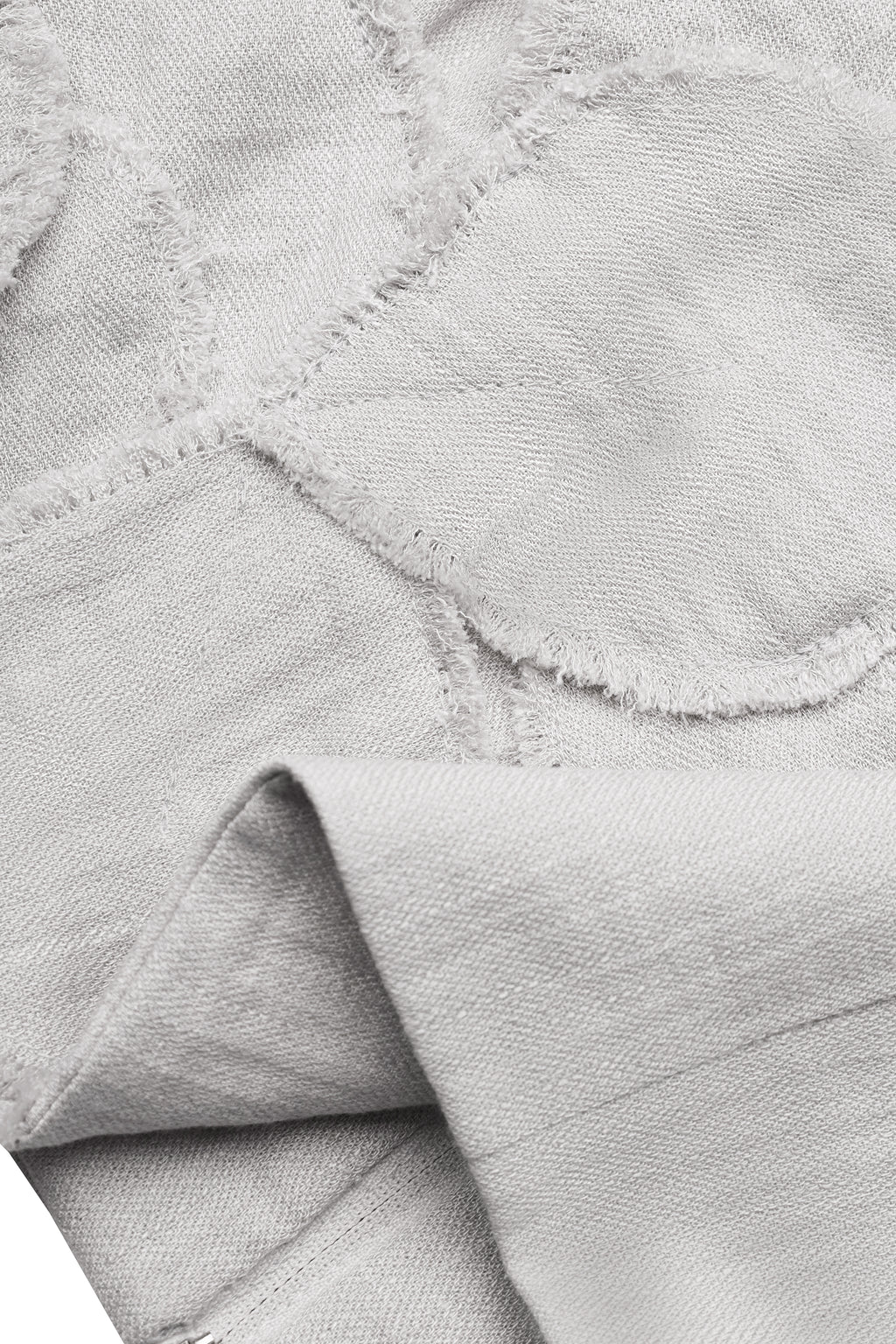 Circular floral-appliqué cropped top in gray