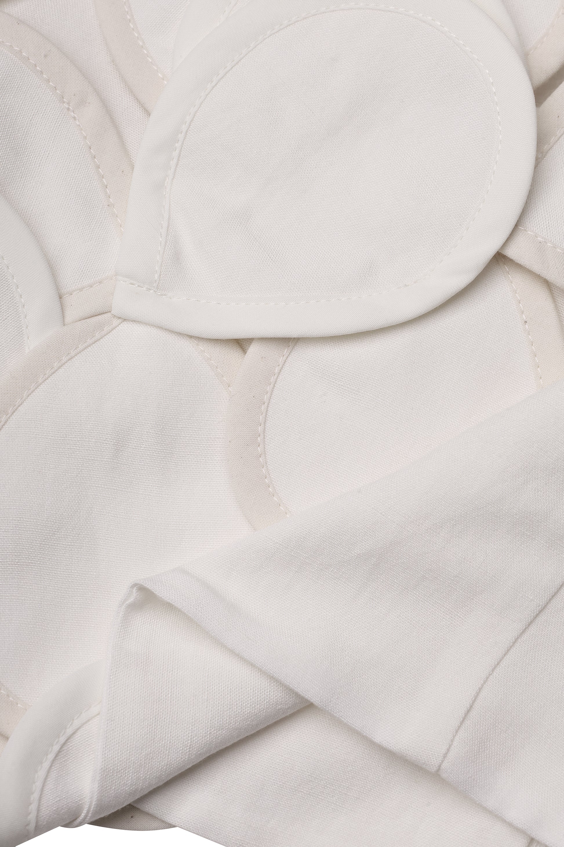 Sculptural petal-appliqué cropped top in ivory