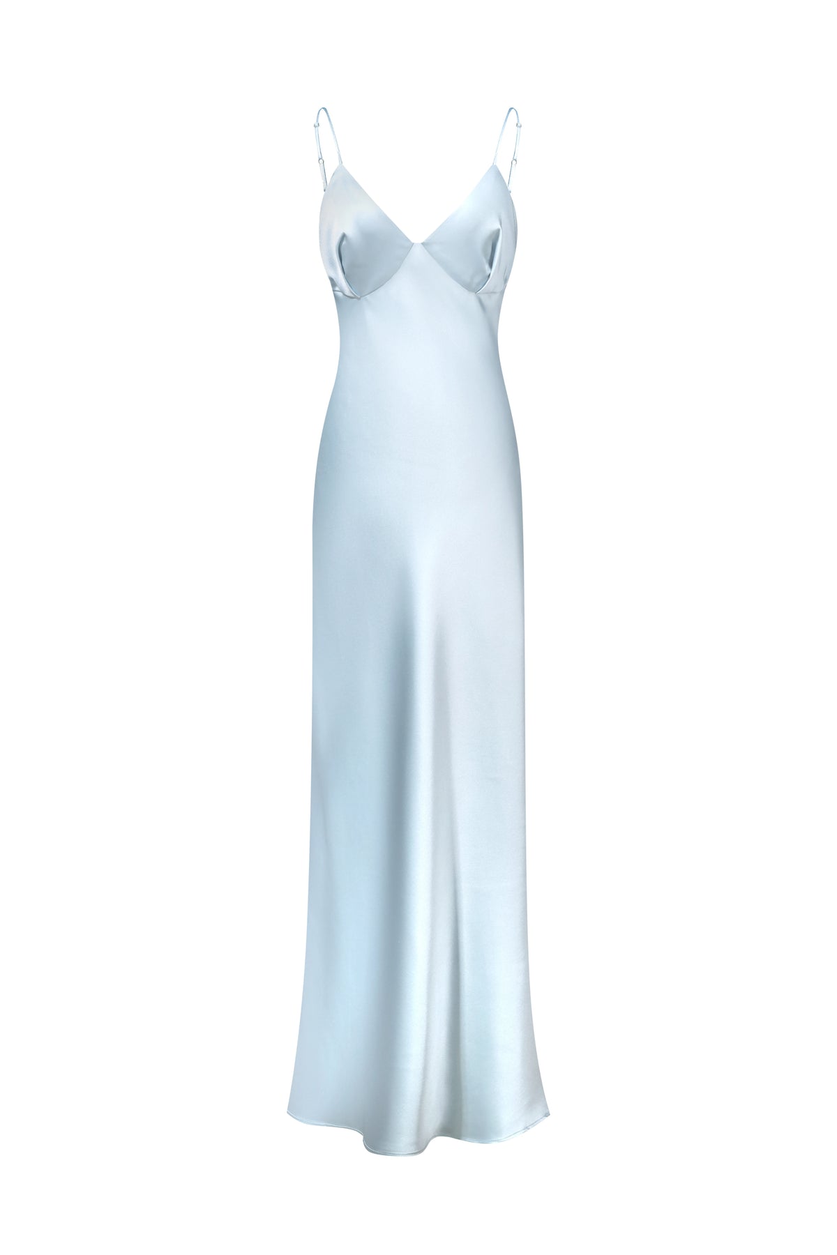 Satin Slip Dress in Light Blue