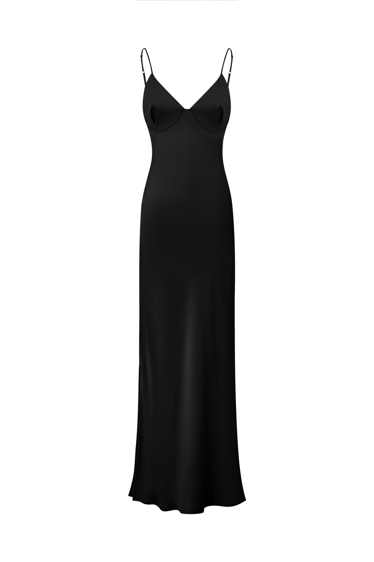 Satin Slip Dress in Black