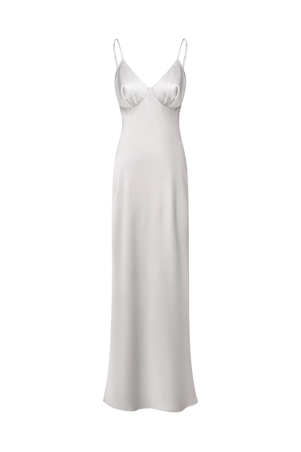 Satin Slip Dress in Silver Gray