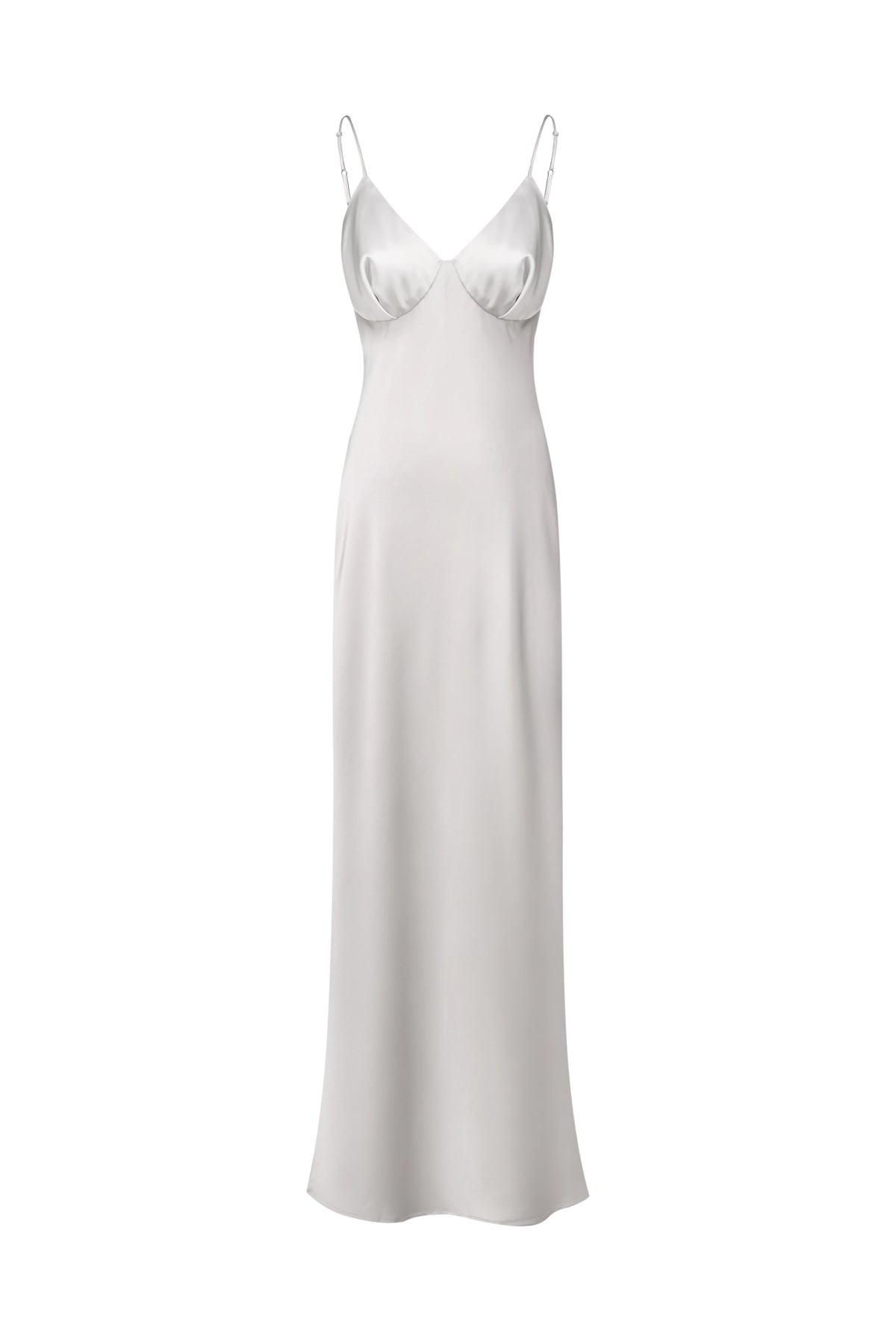 Satin Slip Dress in Silver Gray