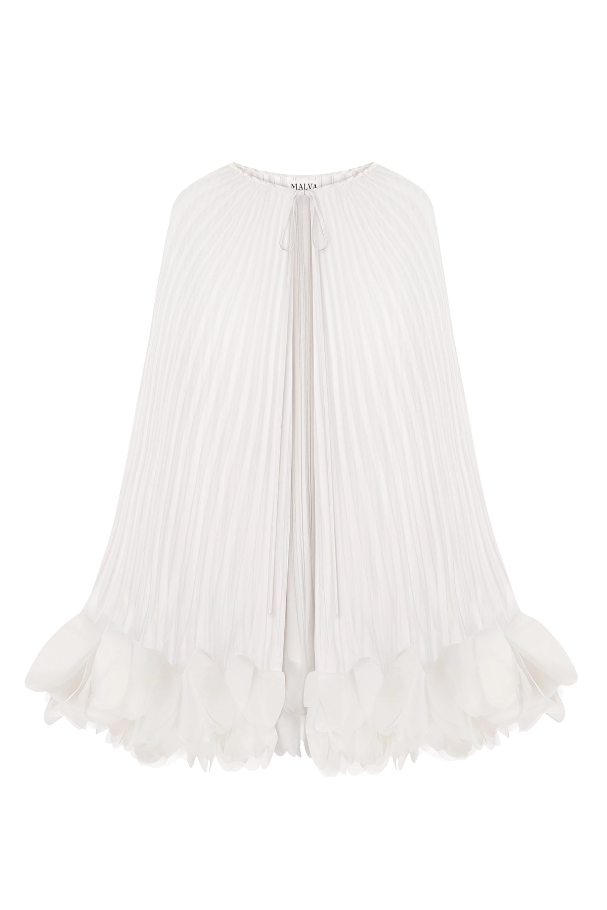 Pleated Petal Cape in Ivory