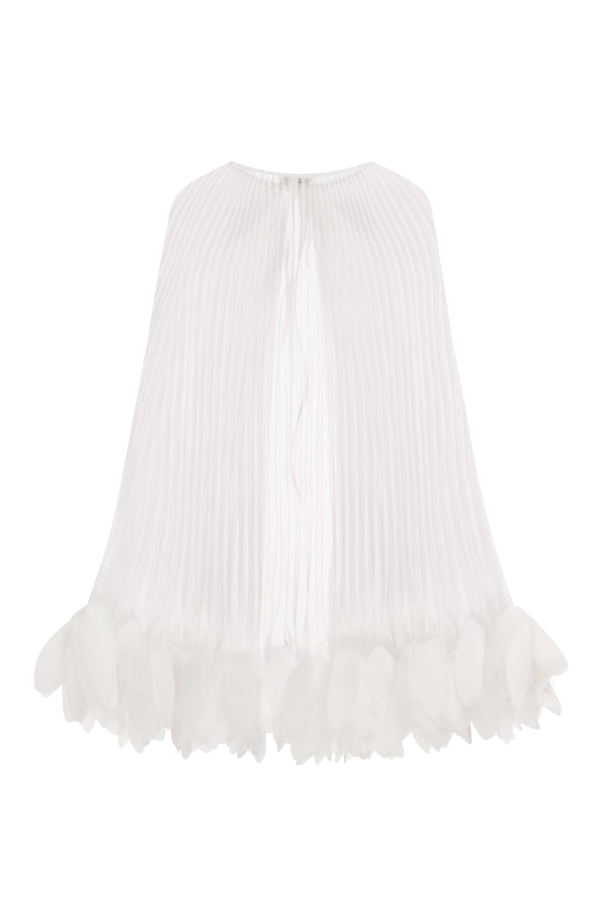 Pleated Petal Cape in Ivory