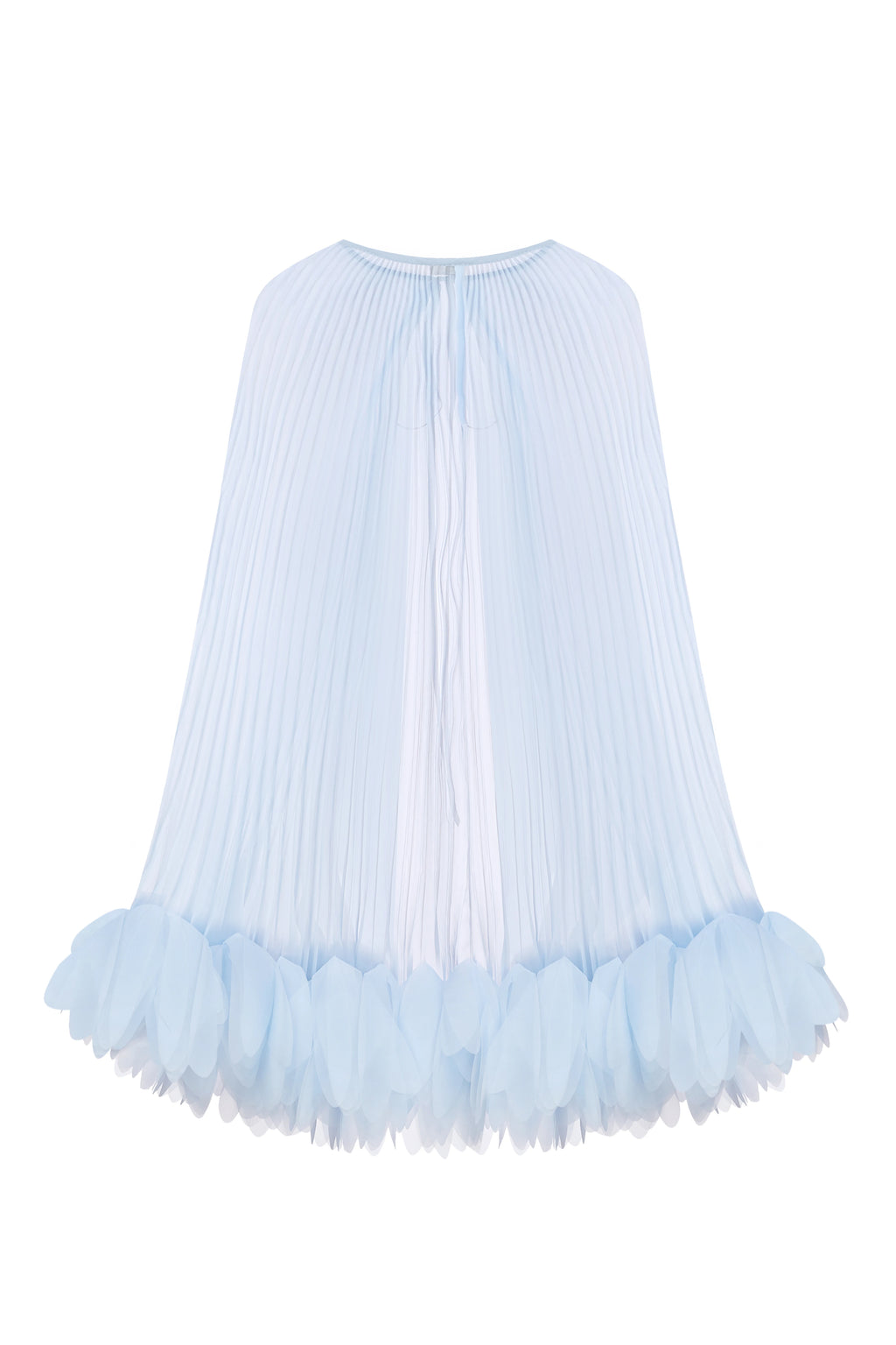 Pleated Petal Cape in Light Blue