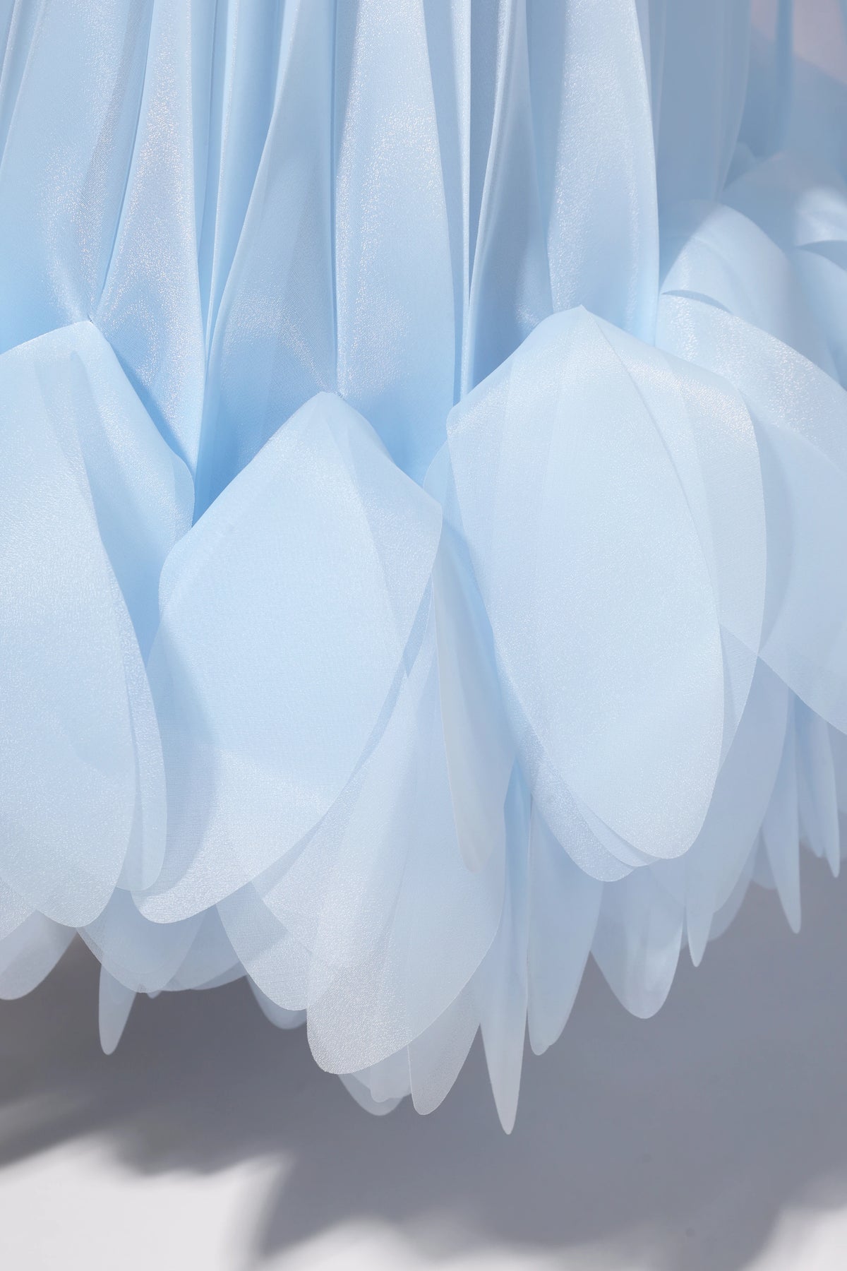 Pleated Petal Cape in Light Blue