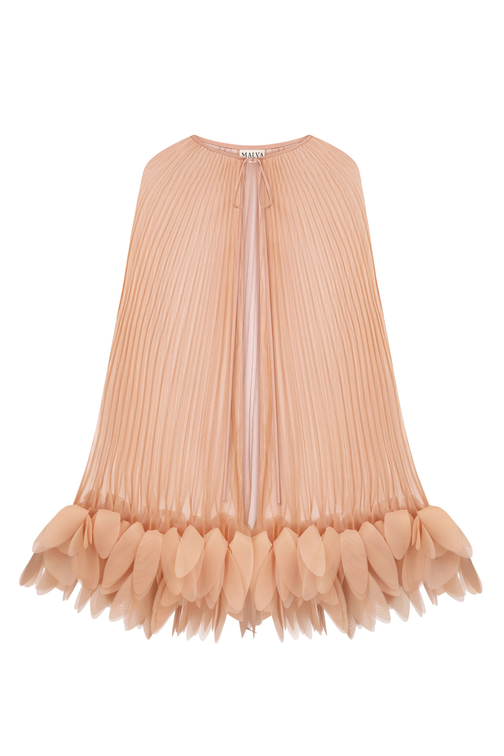 Pleated Petal Cape in Soft Beige