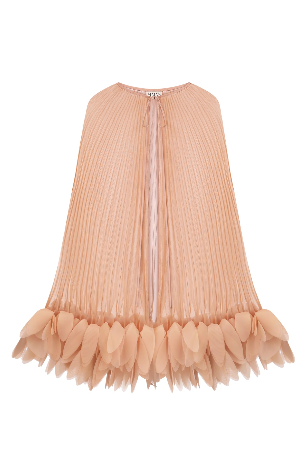 Pleated Petal Cape in Soft Beige