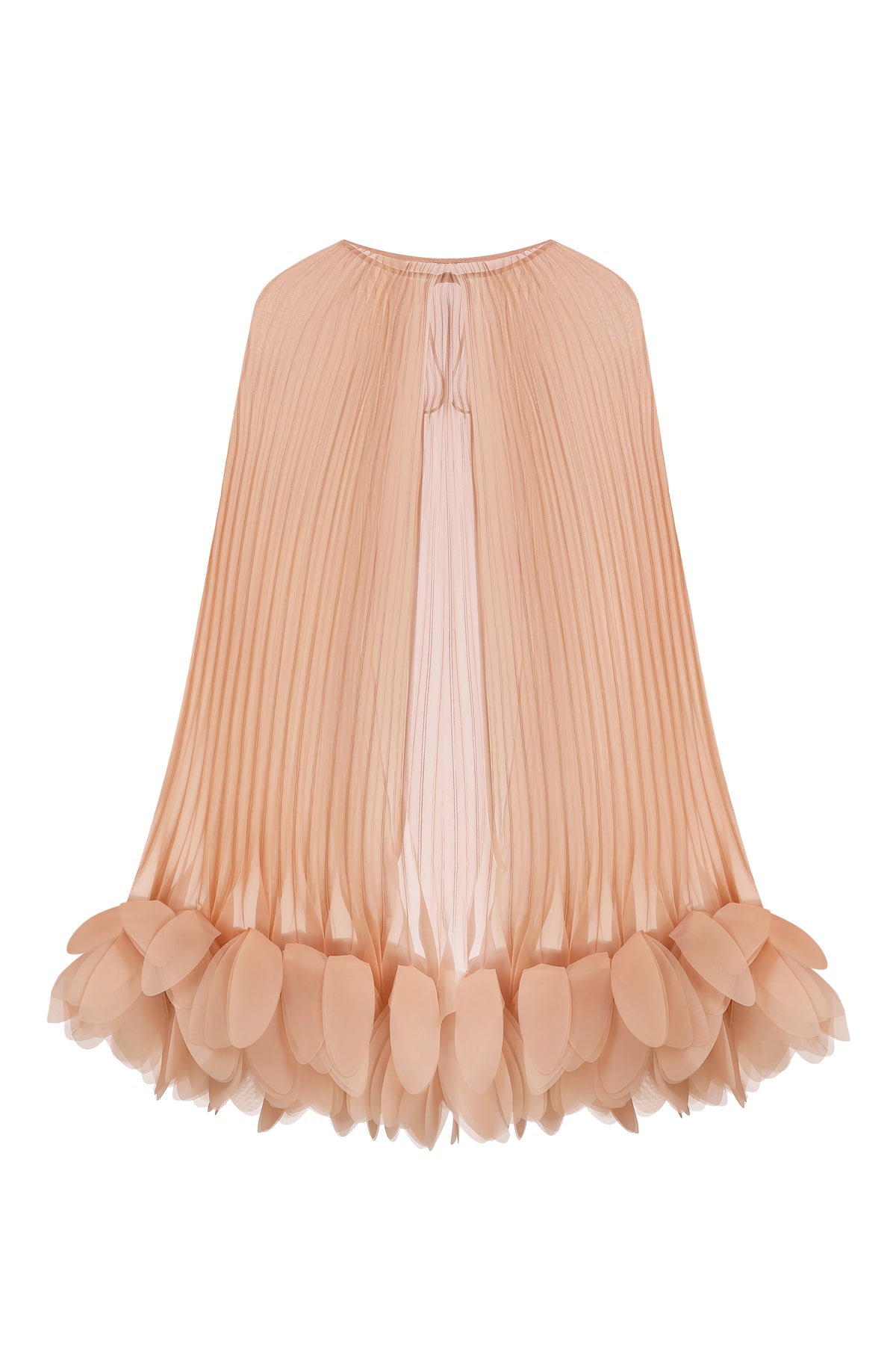 Pleated Petal Cape in Soft Beige