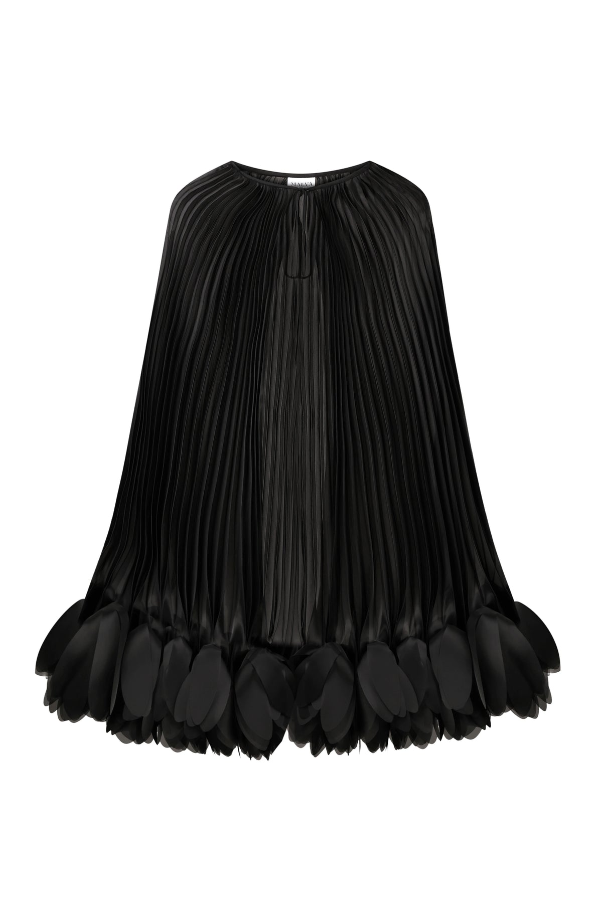 Pleated Petal Cape in Black
