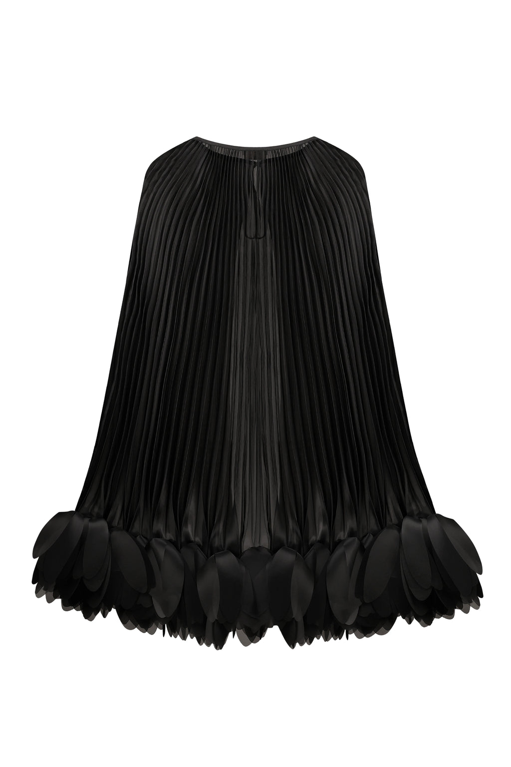 Pleated Petal Cape in Black