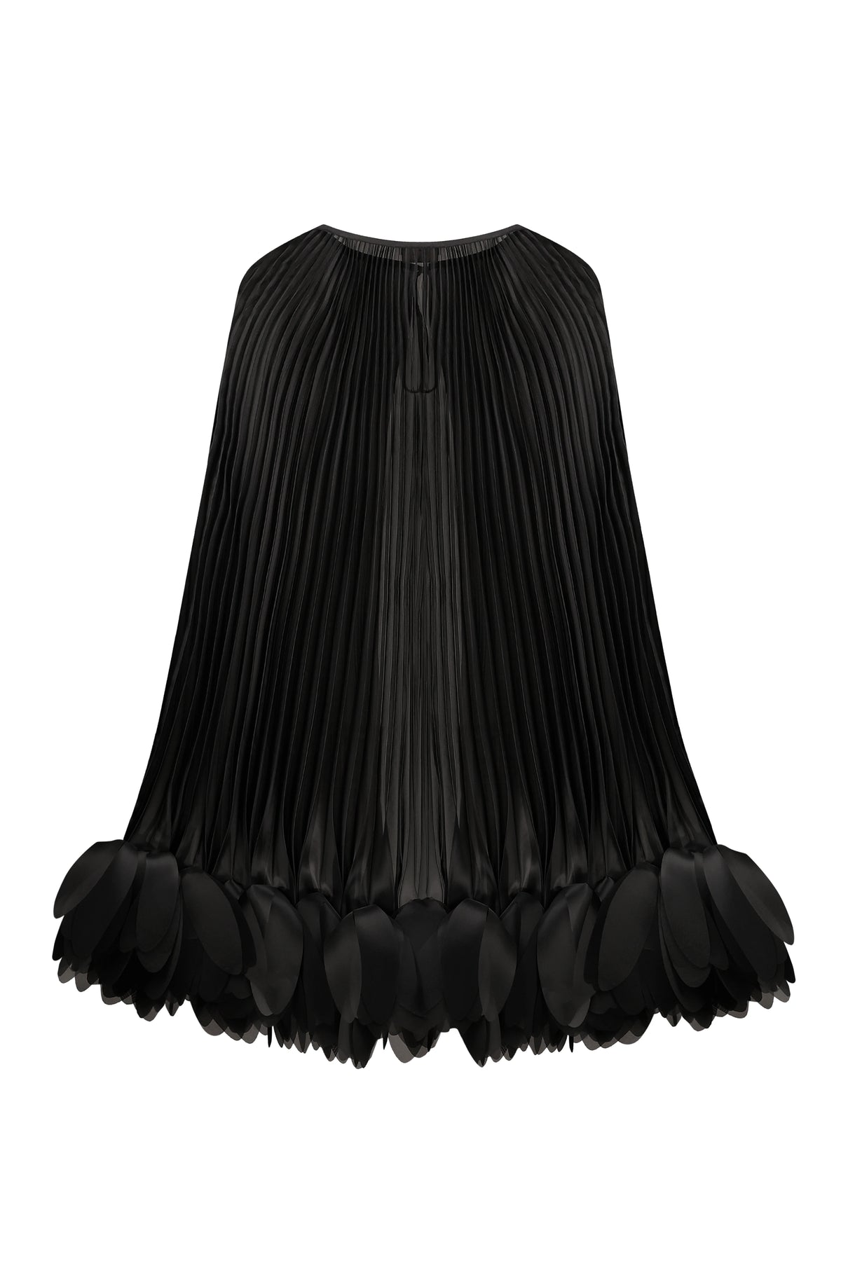 Pleated Petal Cape in Black