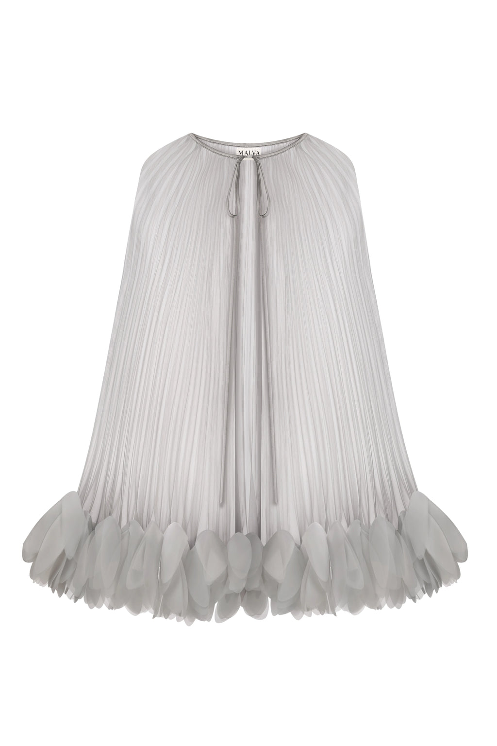 Pleated Petal Cape in Silver Gray