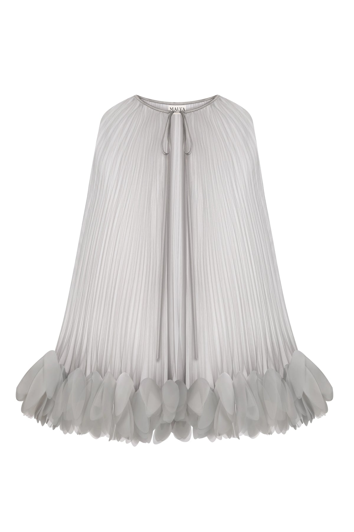 Pleated Petal Cape in Silver Gray