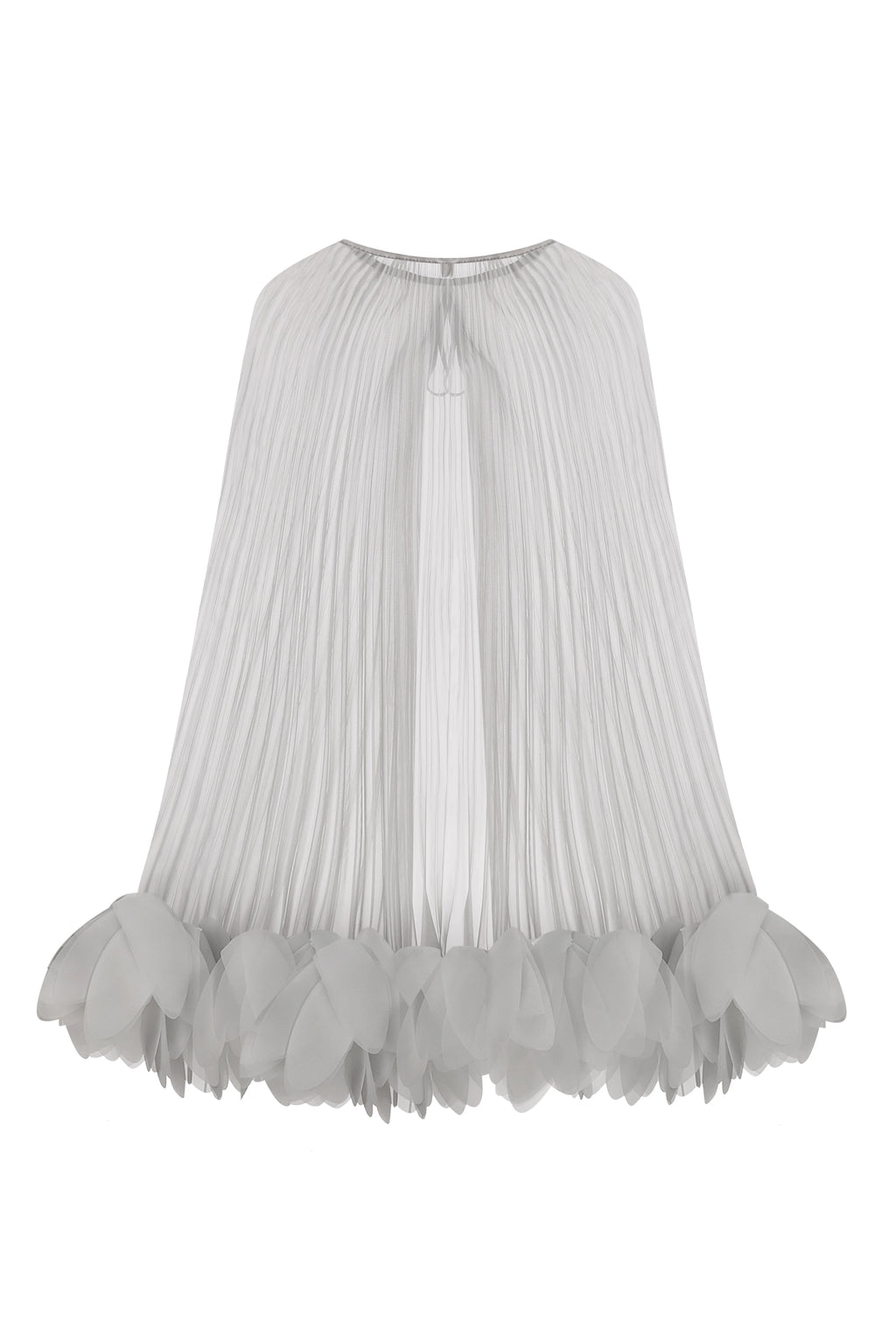 Pleated Petal Cape in Silver Gray
