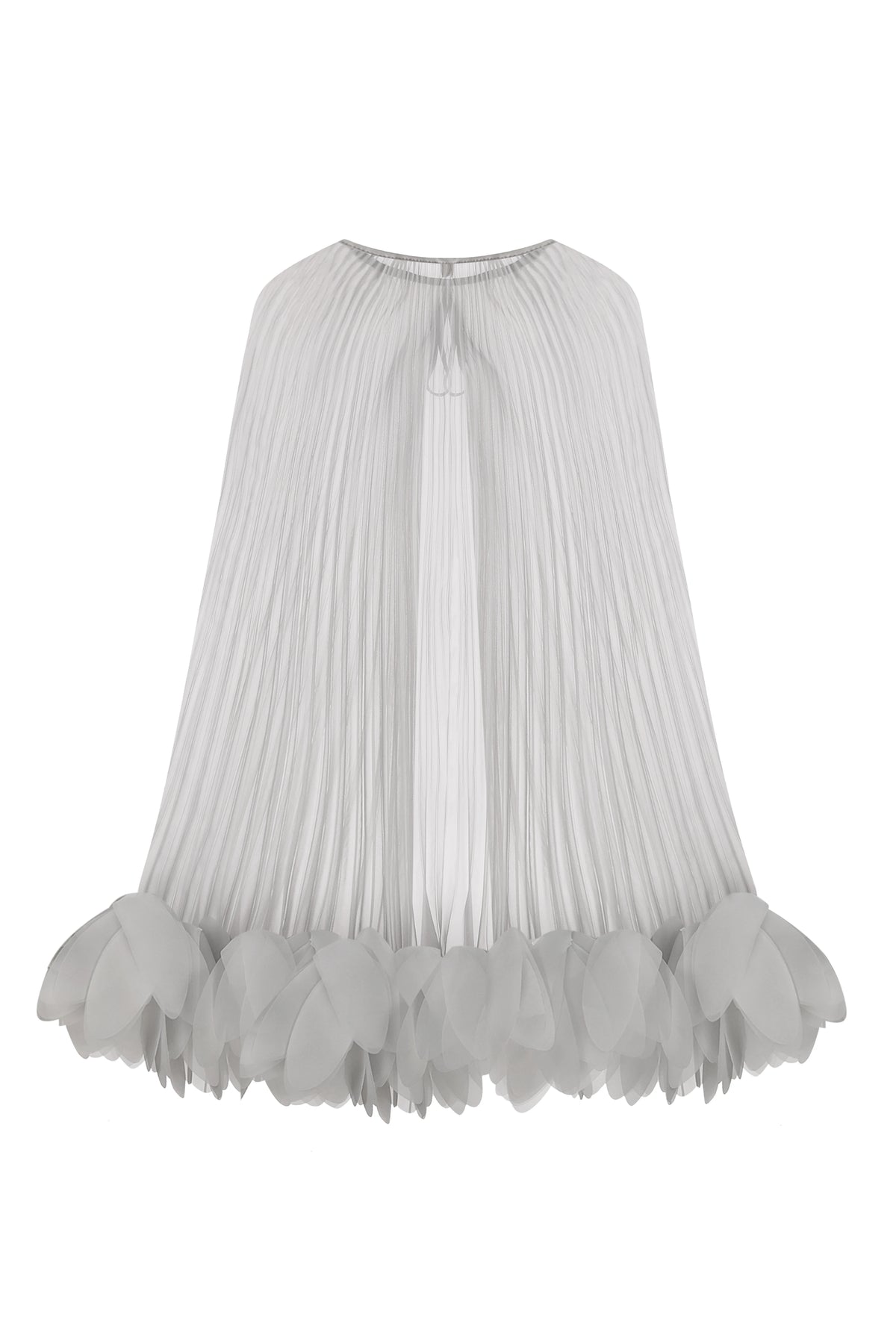 Pleated Petal Cape in Silver Gray