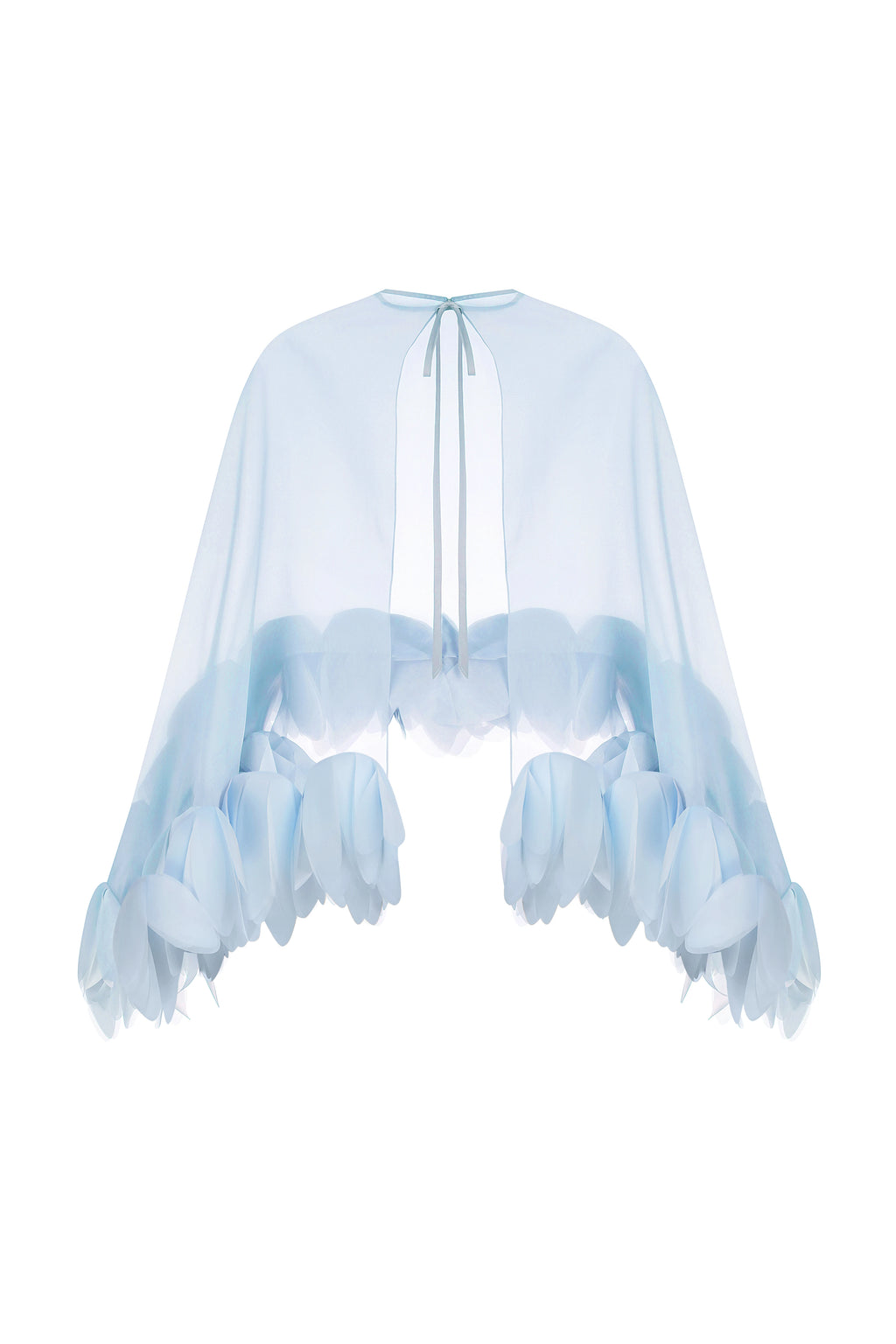 Sheer Petal Cape Top in Light Blue