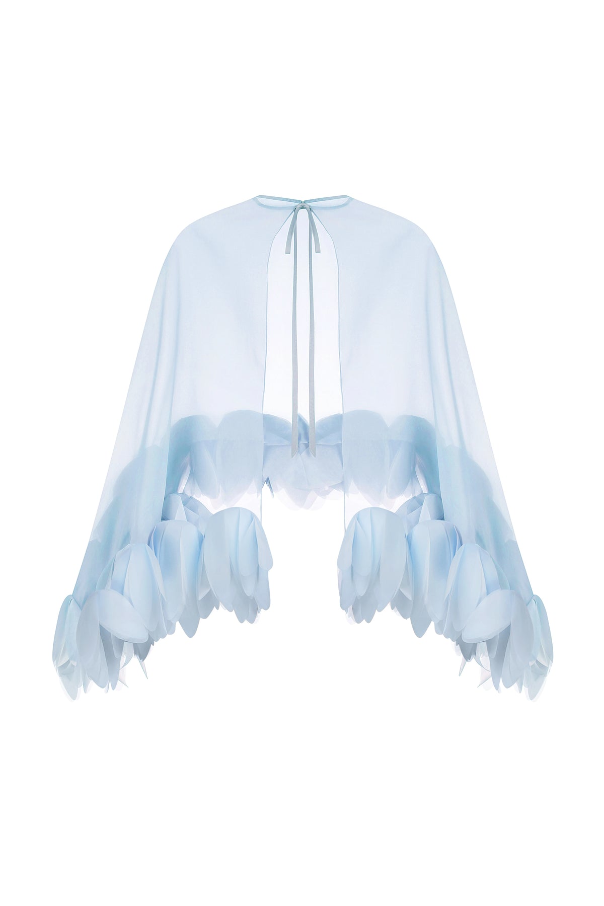 Sheer Petal Cape Top in Light Blue