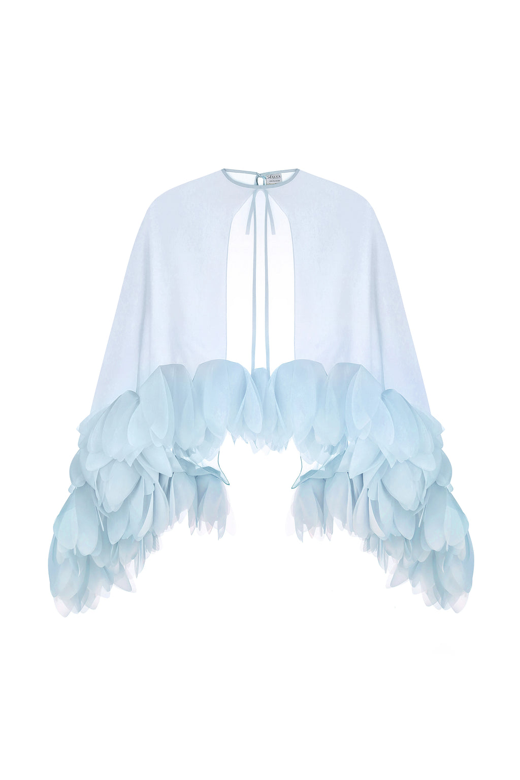 Sheer Petal Cape Top in Light Blue