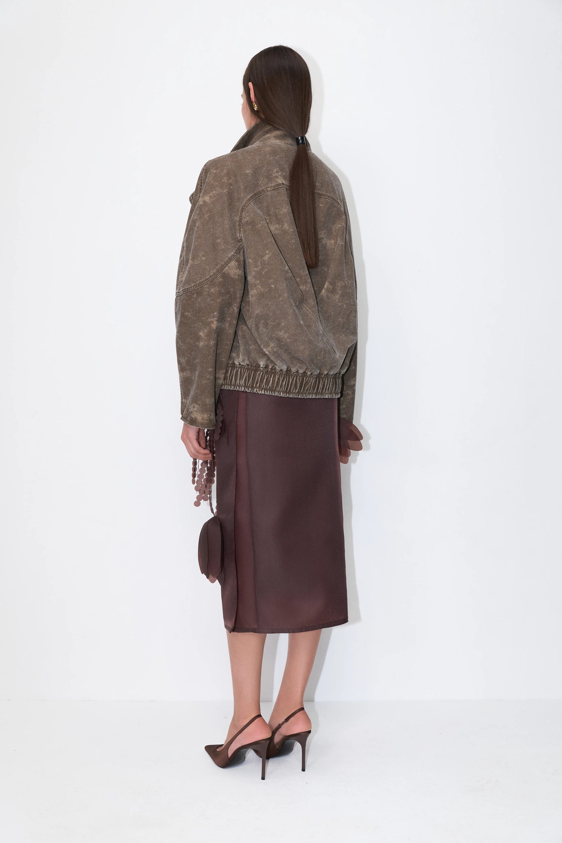 Floral Fringe Skirt in Brown