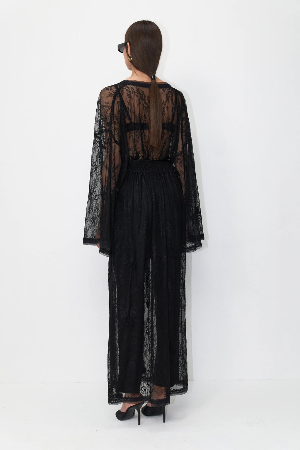 Chantilly Lace Cape-Robe in Black