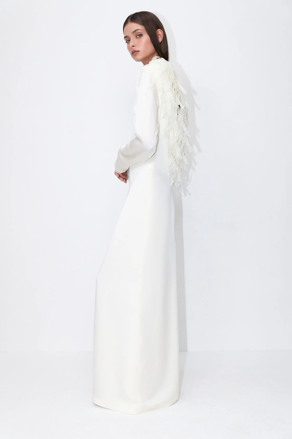 Deep V Dress in Ivory