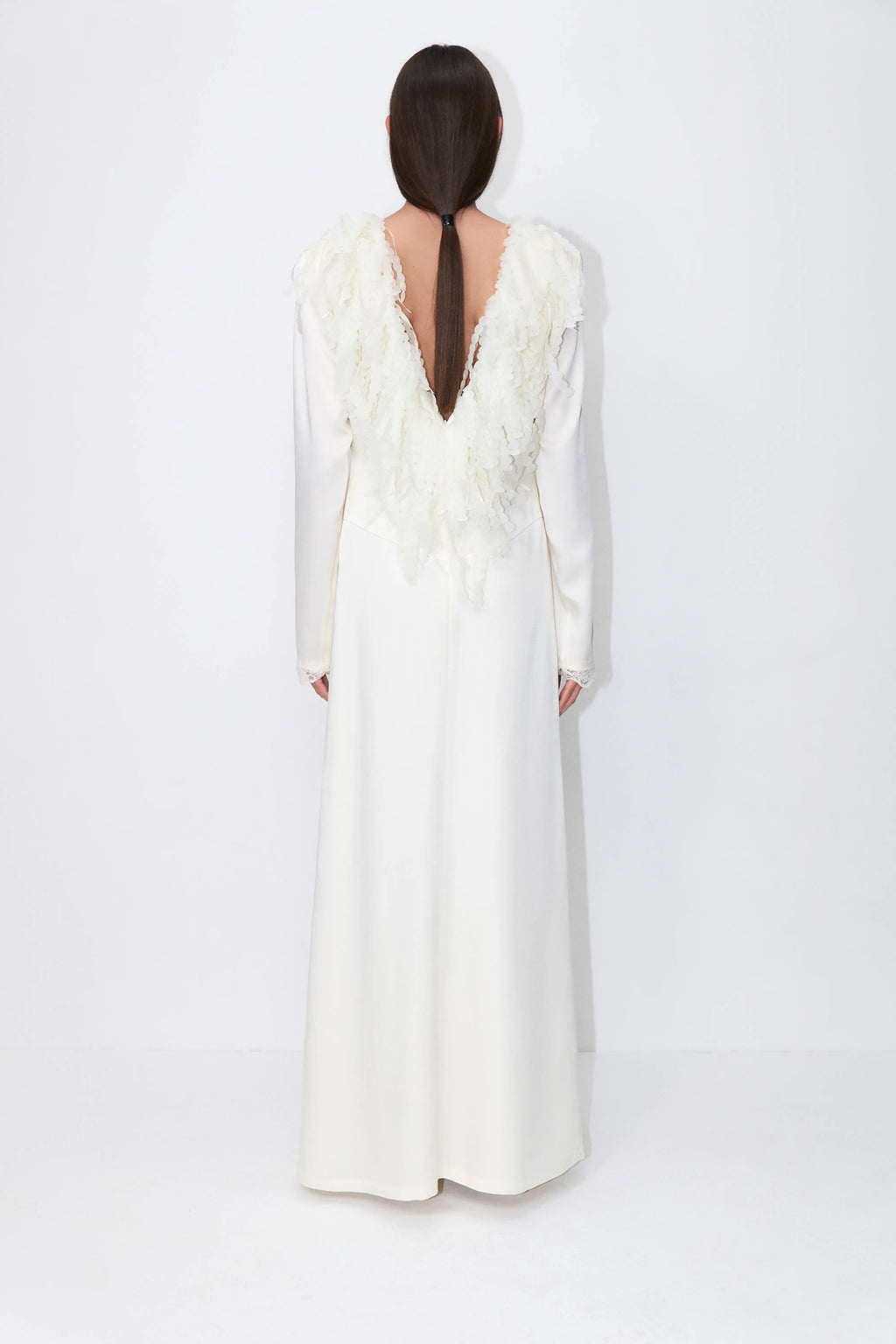 Deep V Dress in Ivory