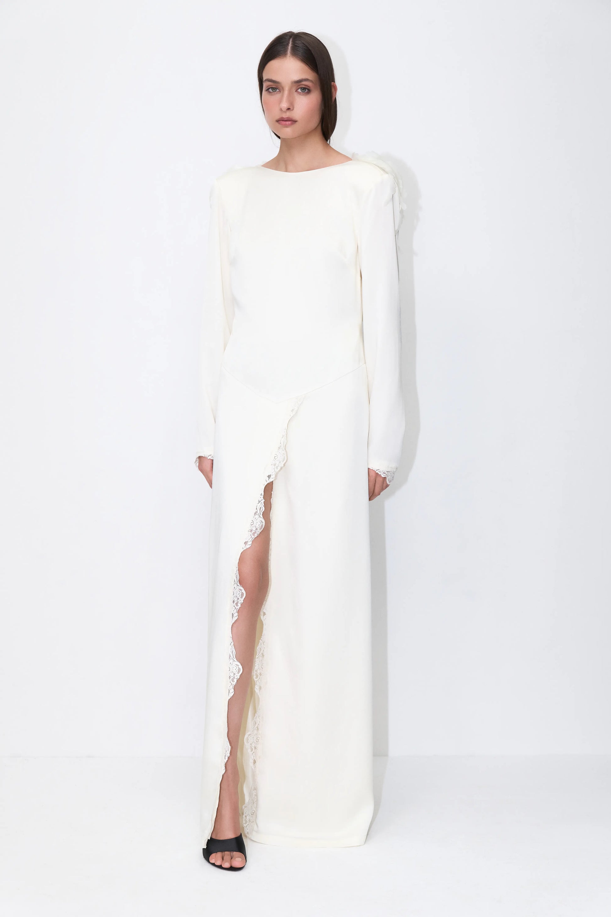 Deep V Dress in Ivory