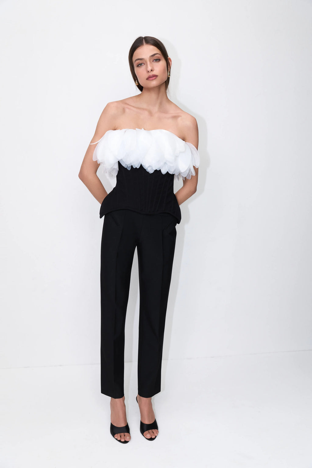 Petal Cloud Corset Top in Black