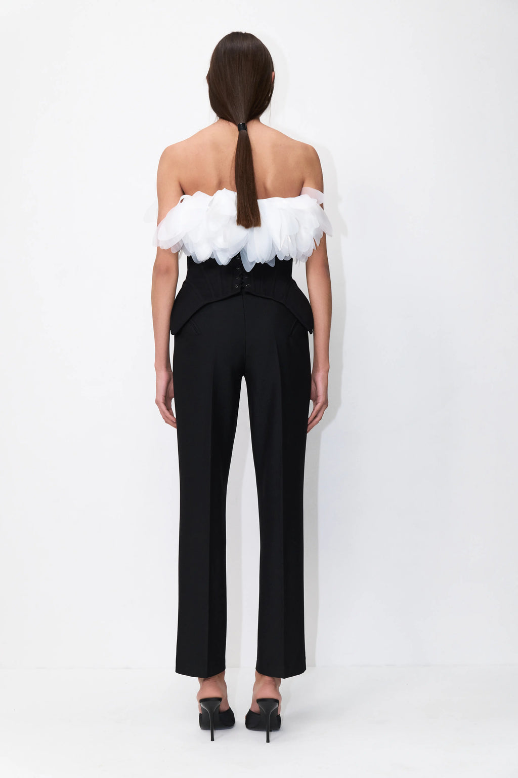 Petal Cloud Corset Top in Black