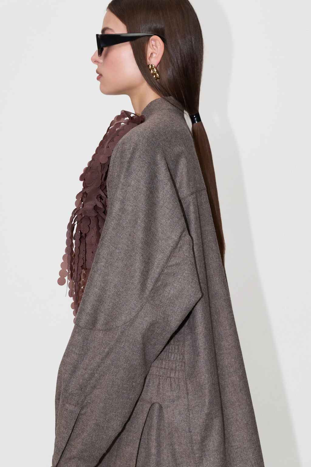 Cocoon Suiting Blouse in Brown