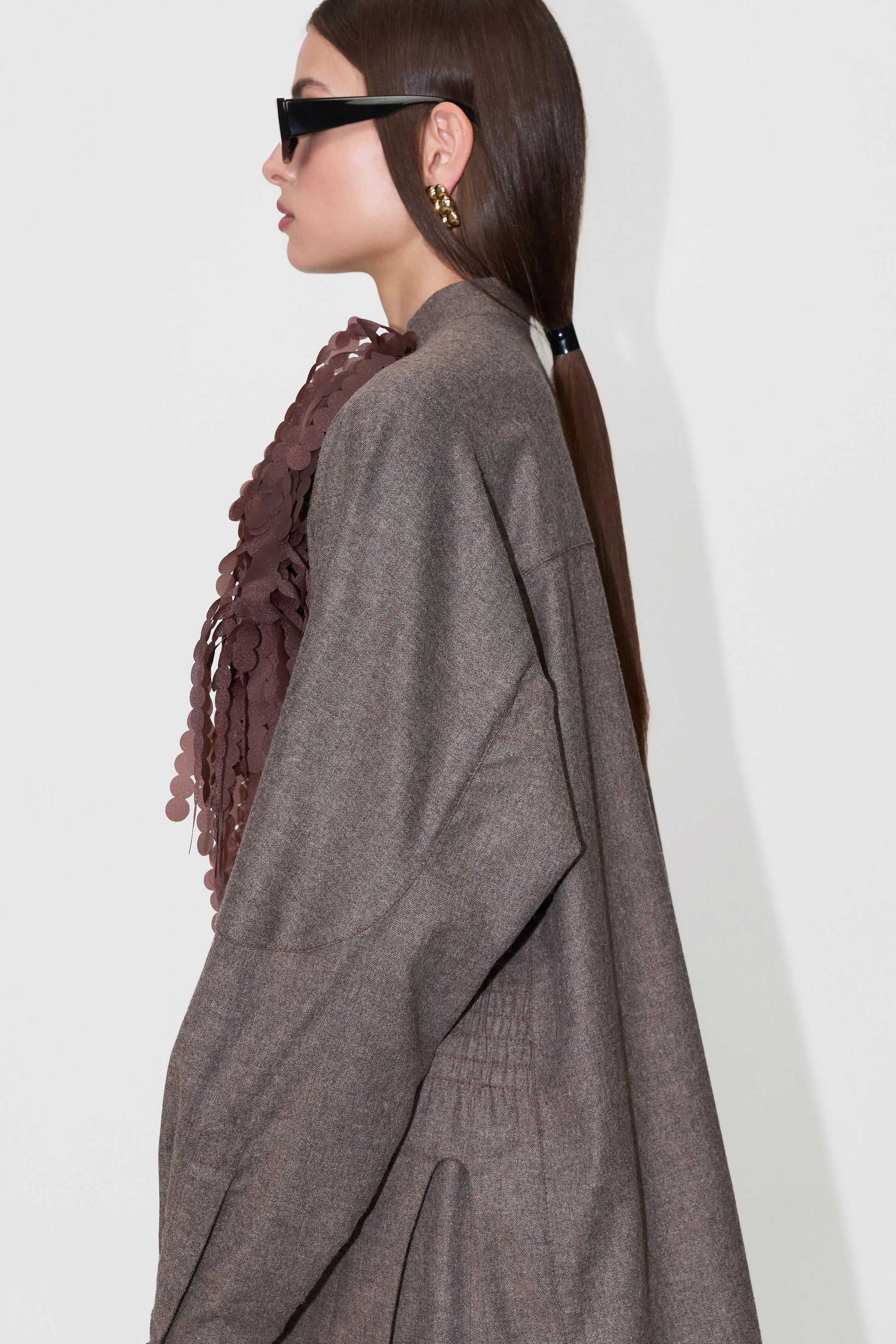 Cocoon Suiting Blouse in Brown