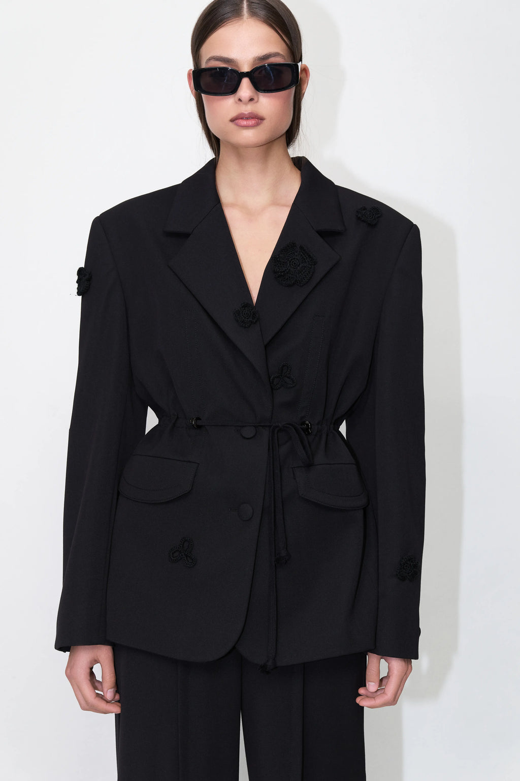 Floral Wrap Jacket in Black