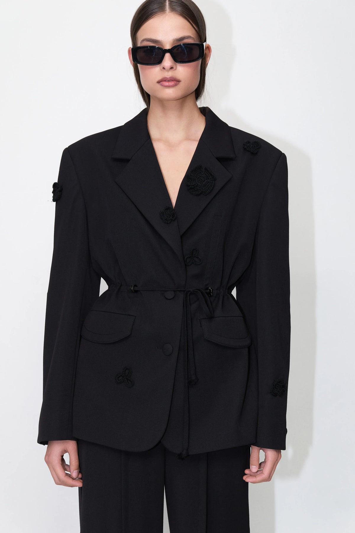 Floral Wrap Jacket in Black