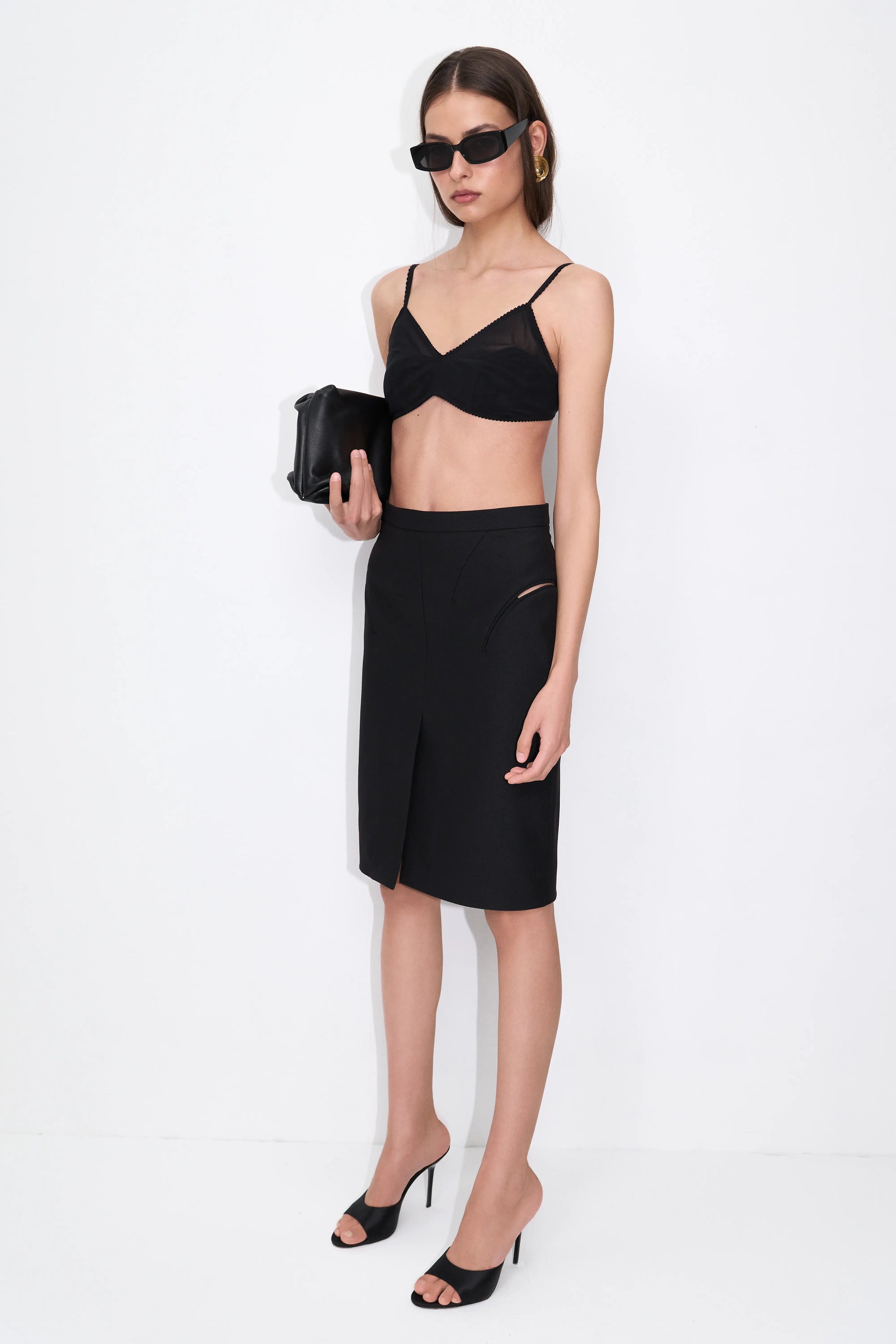 Seamed Bra Top in Black